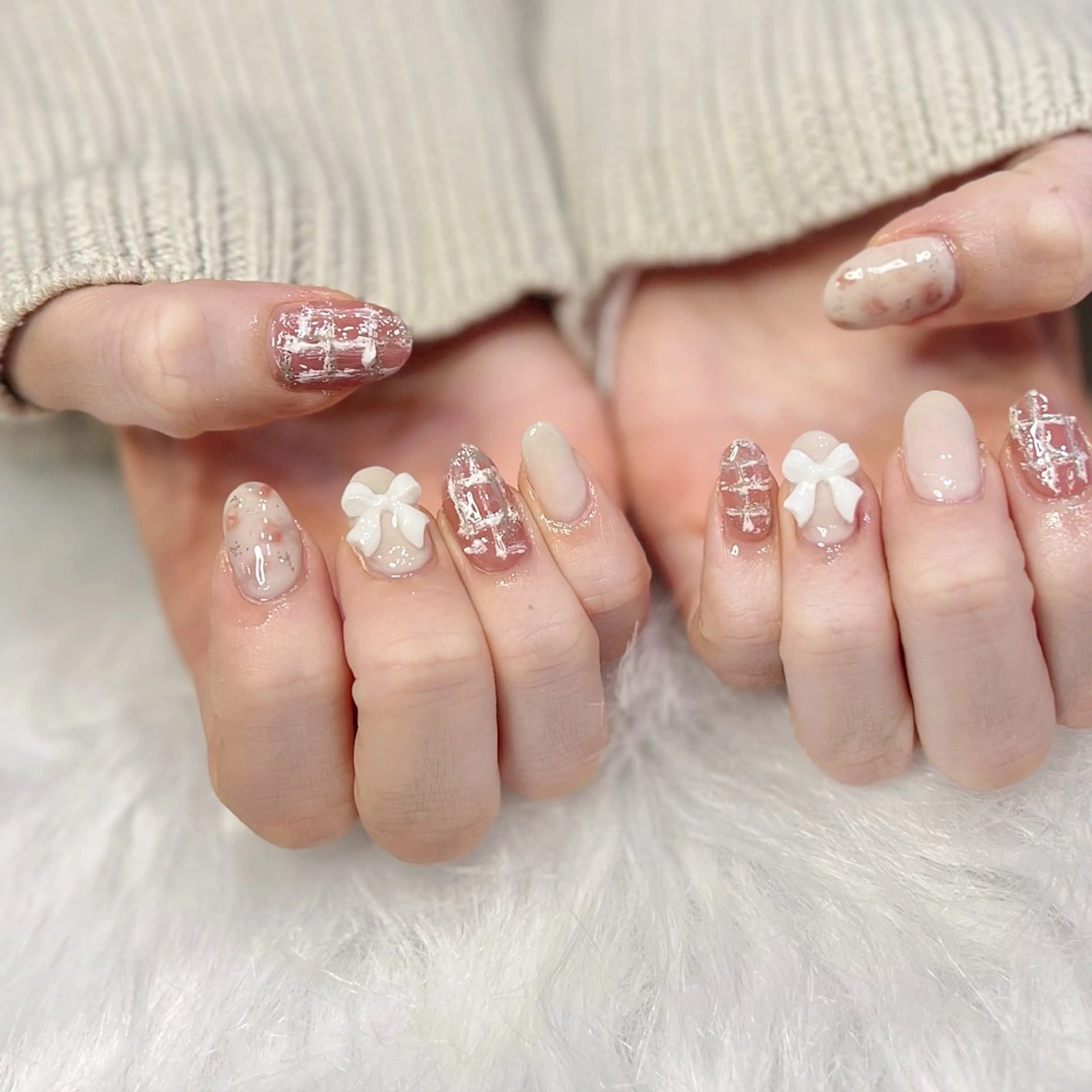 ネイル フラワーネイル ツイードネイル 🆕三郷市戸ヶ崎🎀 Ownerのネイルデザイン