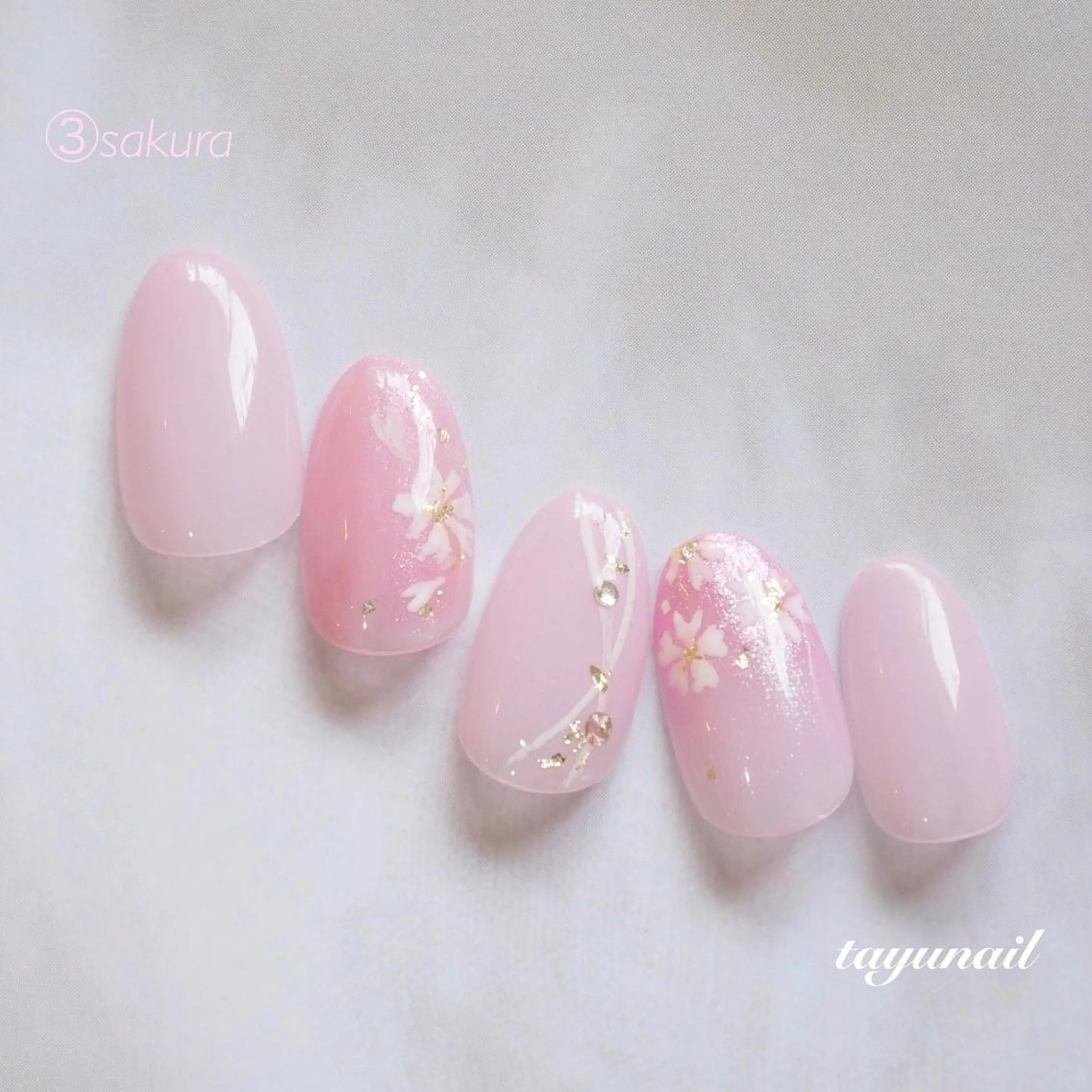 ネイル アートネイル ブルー 桜ネイル フットネイル スカルプネイル ネイルサロン・ネイルスクール　たゆnail所属・ネイルサロン 【たゆnail】のネイルデザイン