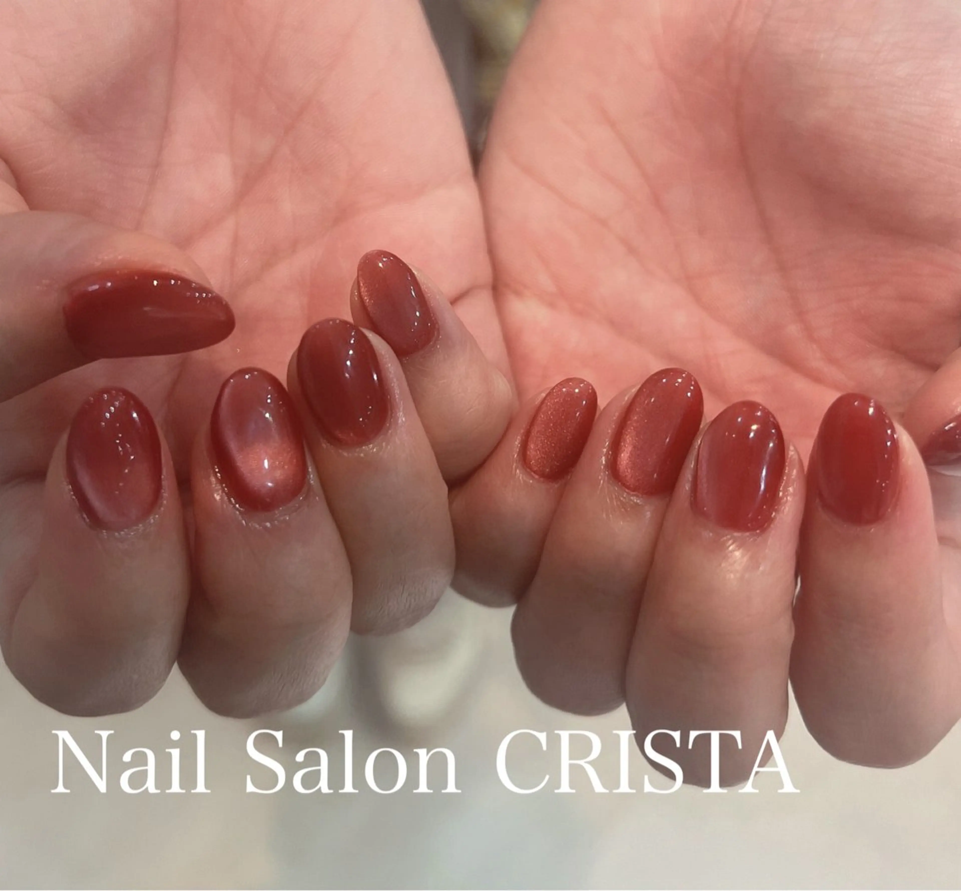 ネイル ジェルネイル マグネットネイル パラジェル 赤色 ハンドネイル Nail Salon CRISTA所属・CRISTA chikakoのネイルデザイン
