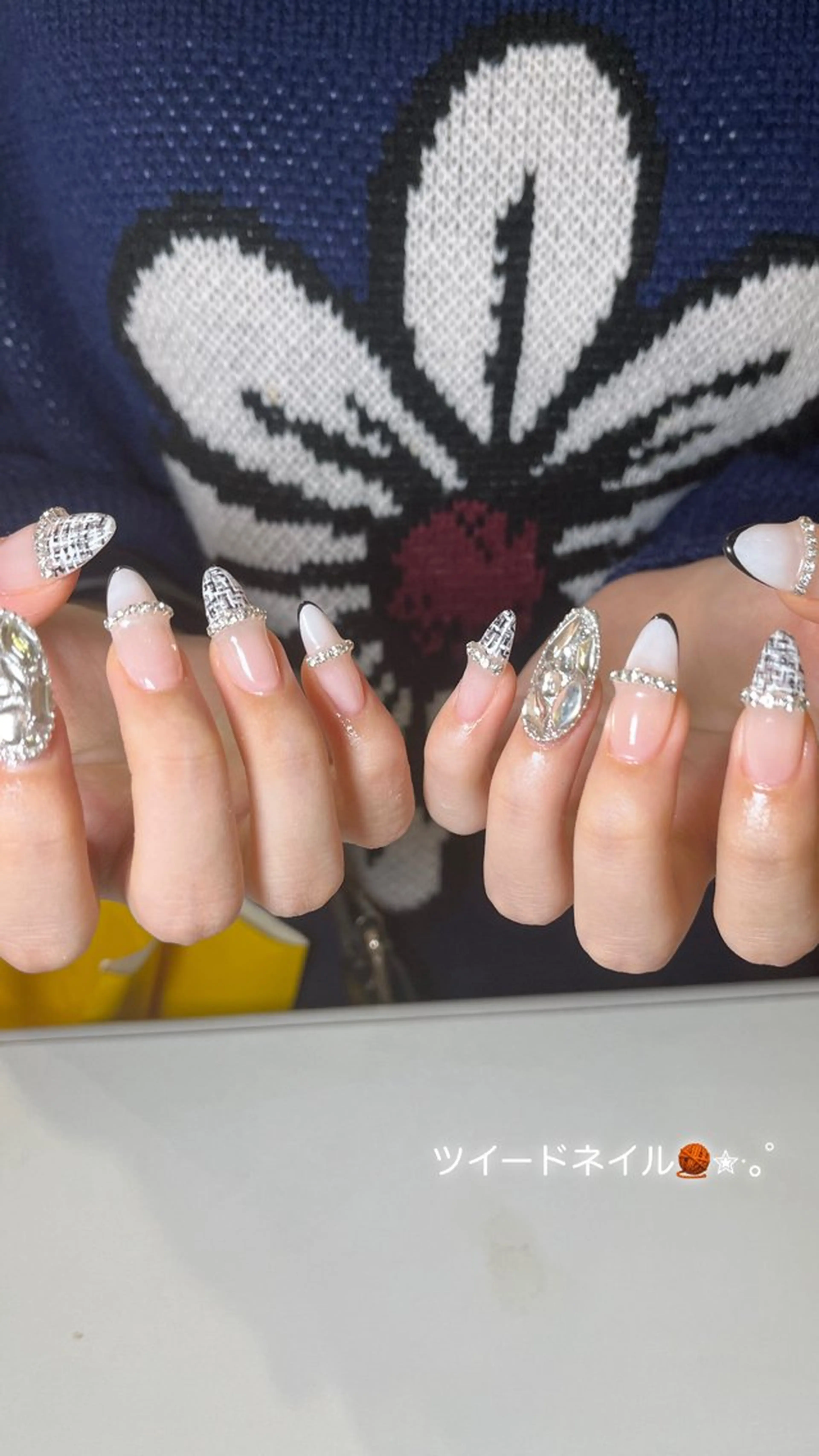 ネイル ツイードネイル ハンドネイル D.d Haruka /y2k/持ち込みのネイルデザイン