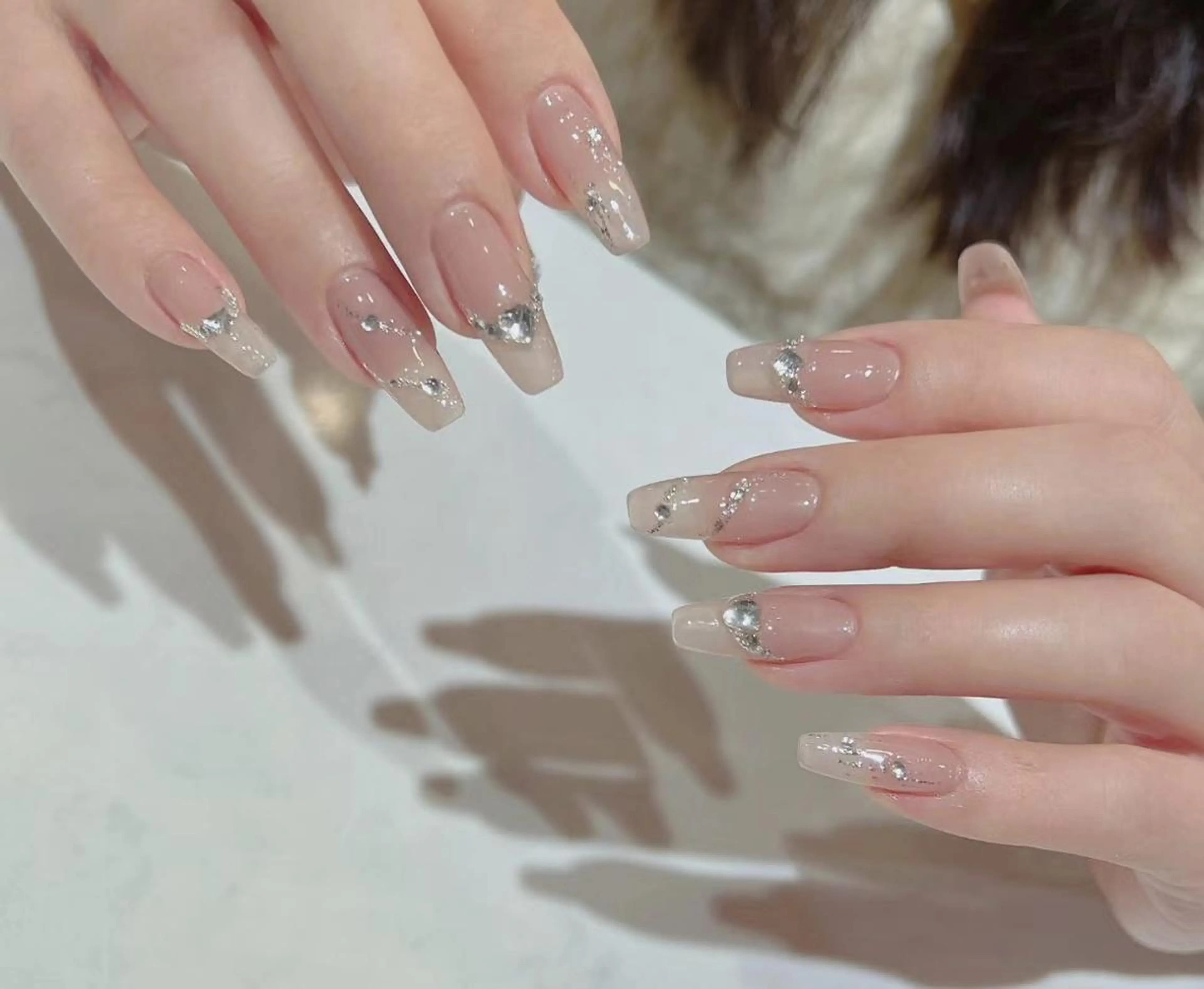 ネイル ブラウン 長さ出し フットネイル ジェルネイル マグネットネイル AB マツエクネイルサロンのネイルデザイン