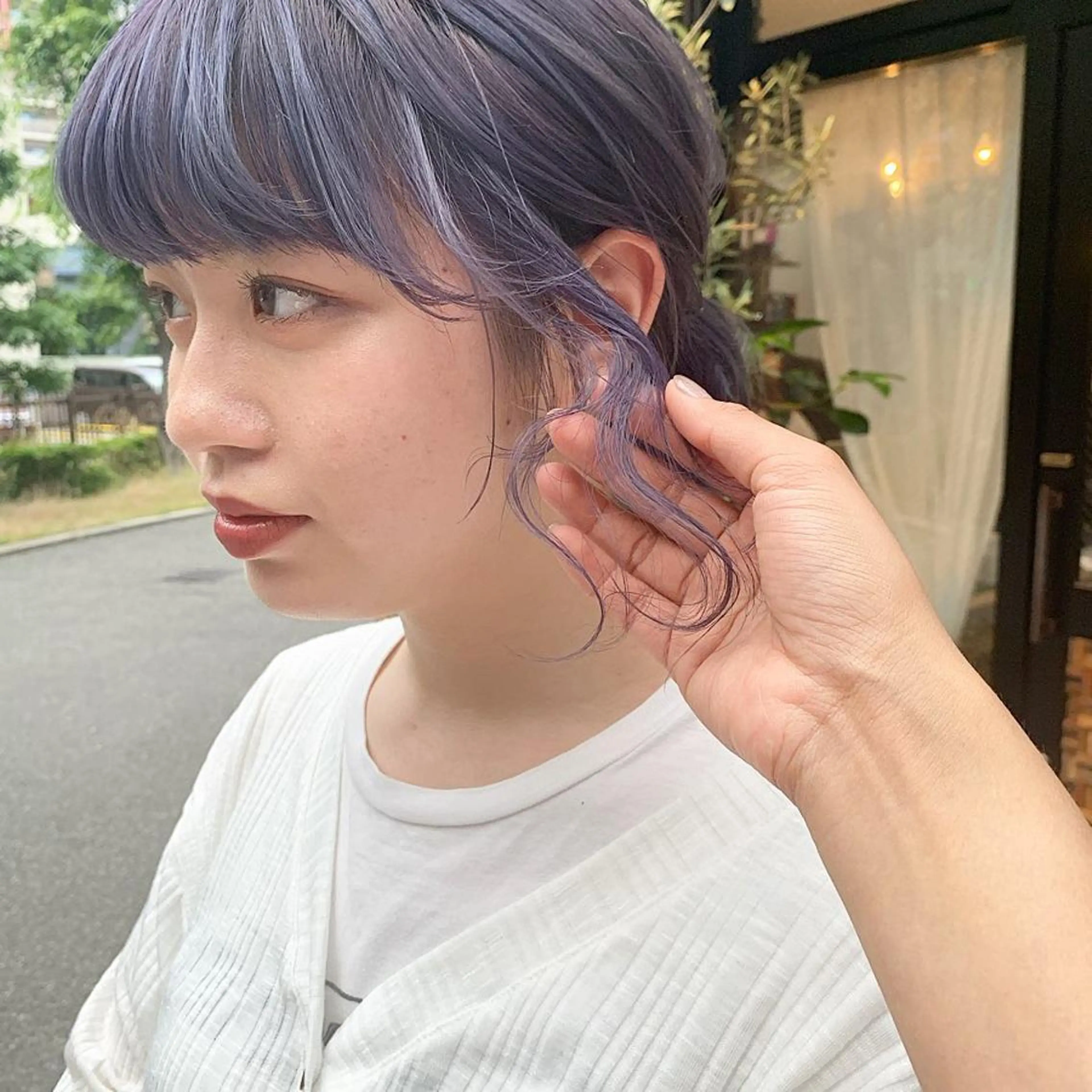 セミロング カラー ブルーカラー ヘアカラー トリートメント レイヤー/顔周り /AKARIのヘアスタイル