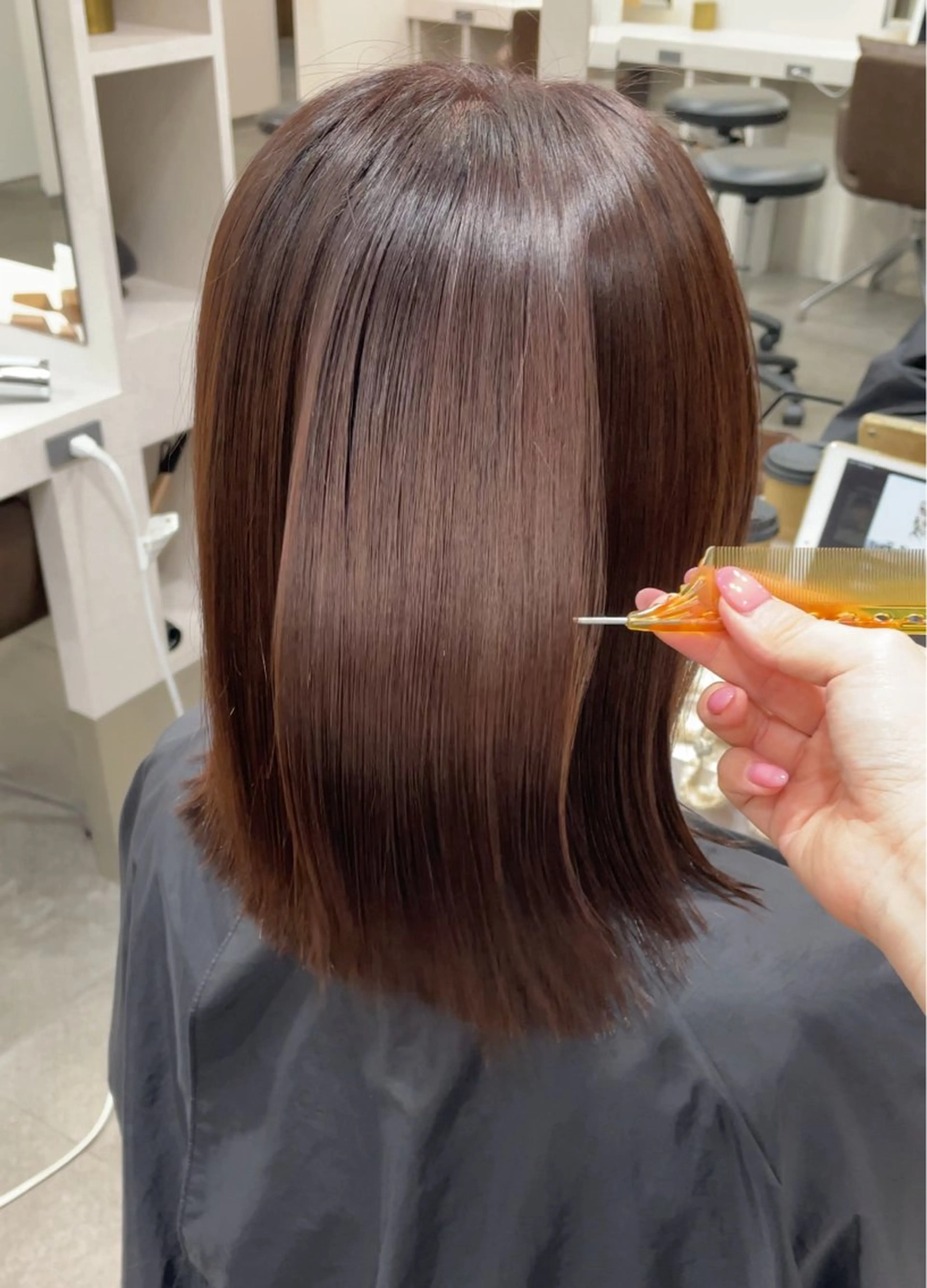 セミロング 髪質改善 縮毛矯正 トリートメント nex  the salon vlow所属・美髪矯正特化美容師✨ あんりのヘアスタイル