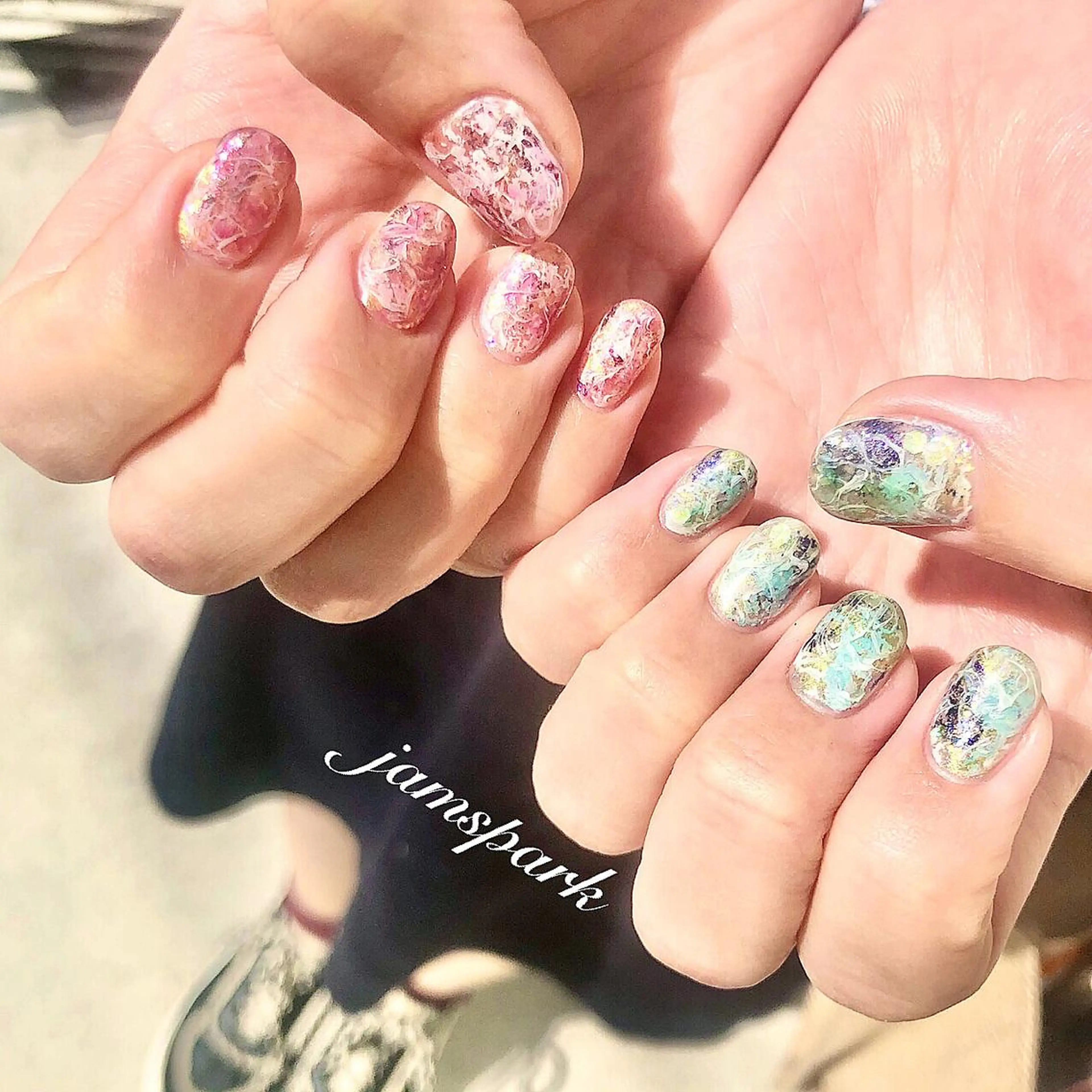 ネイル アートネイル 大理石ネイル(マーブル) ニュアンスネイル ショートネイル ハンドネイル jamspark ✨のネイルデザイン