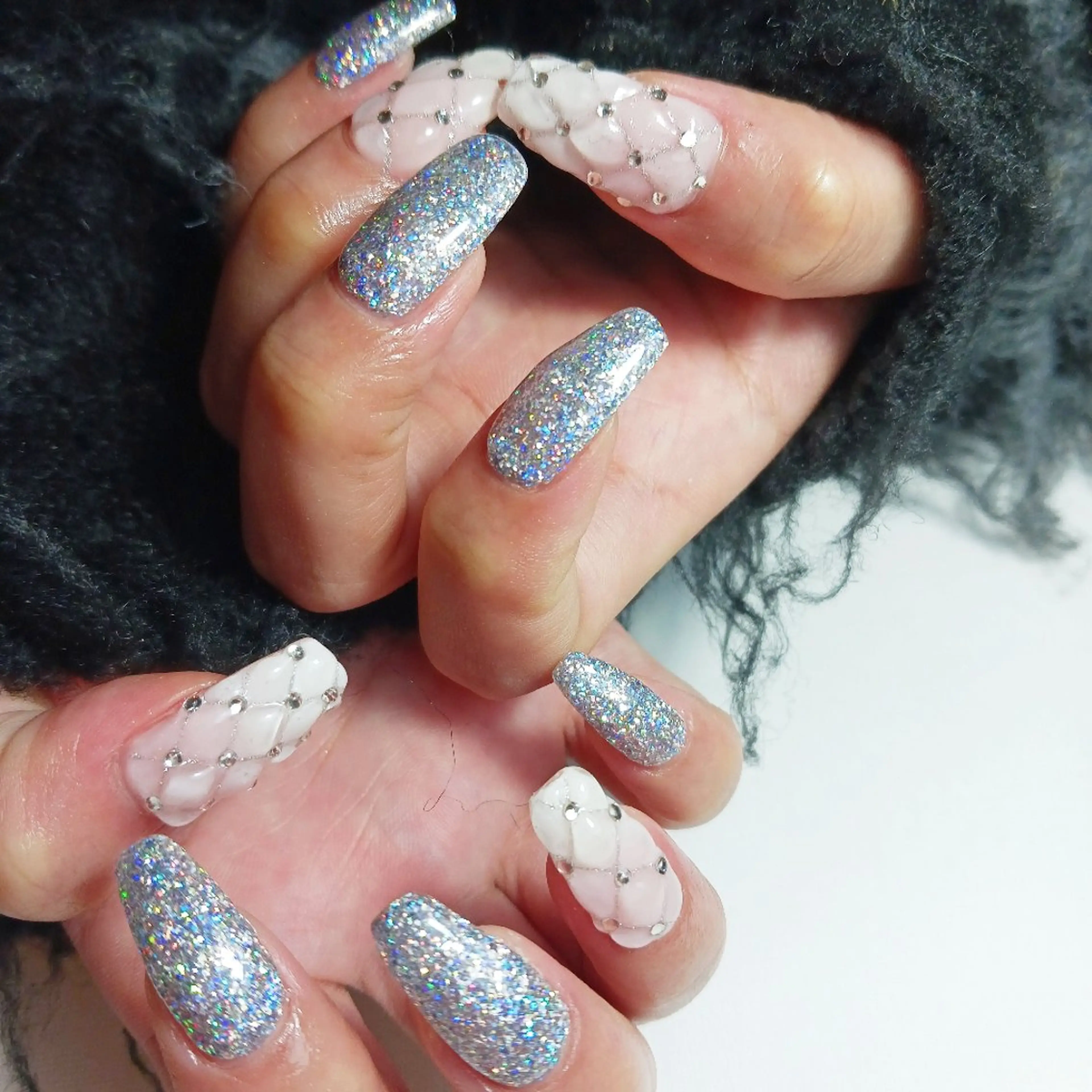 ネイル ジェルネイル 持ち込み ショートネイル シルバー owlnail /持込みデザイン専門のネイルデザイン