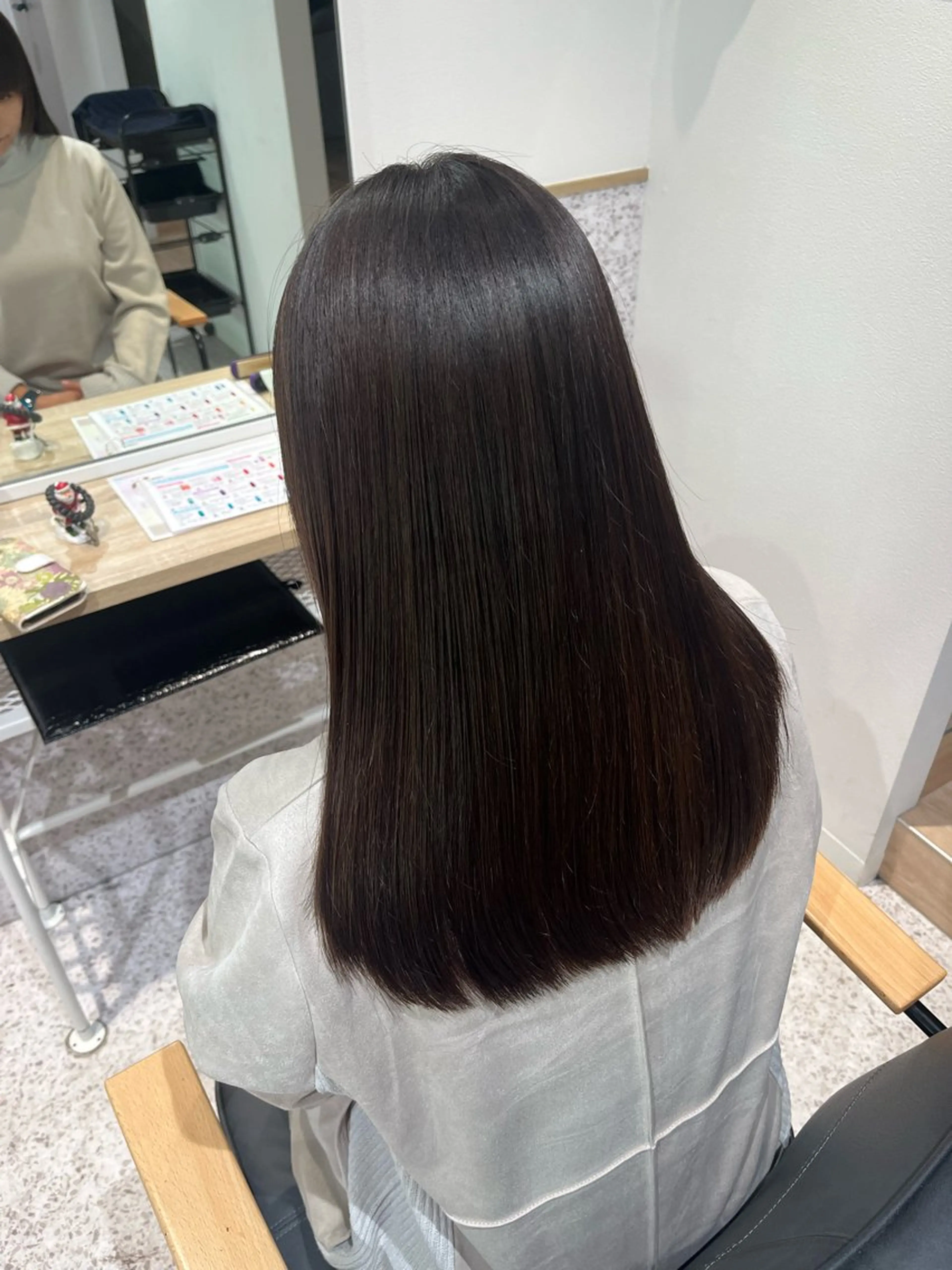 セミロング 顔周りカット 髪質改善 韓国風ヘア 縮毛矯正 浴衣 トリートメント 髪質改善&艶カラー/ ほんだあみ (♡)のヘアスタイル