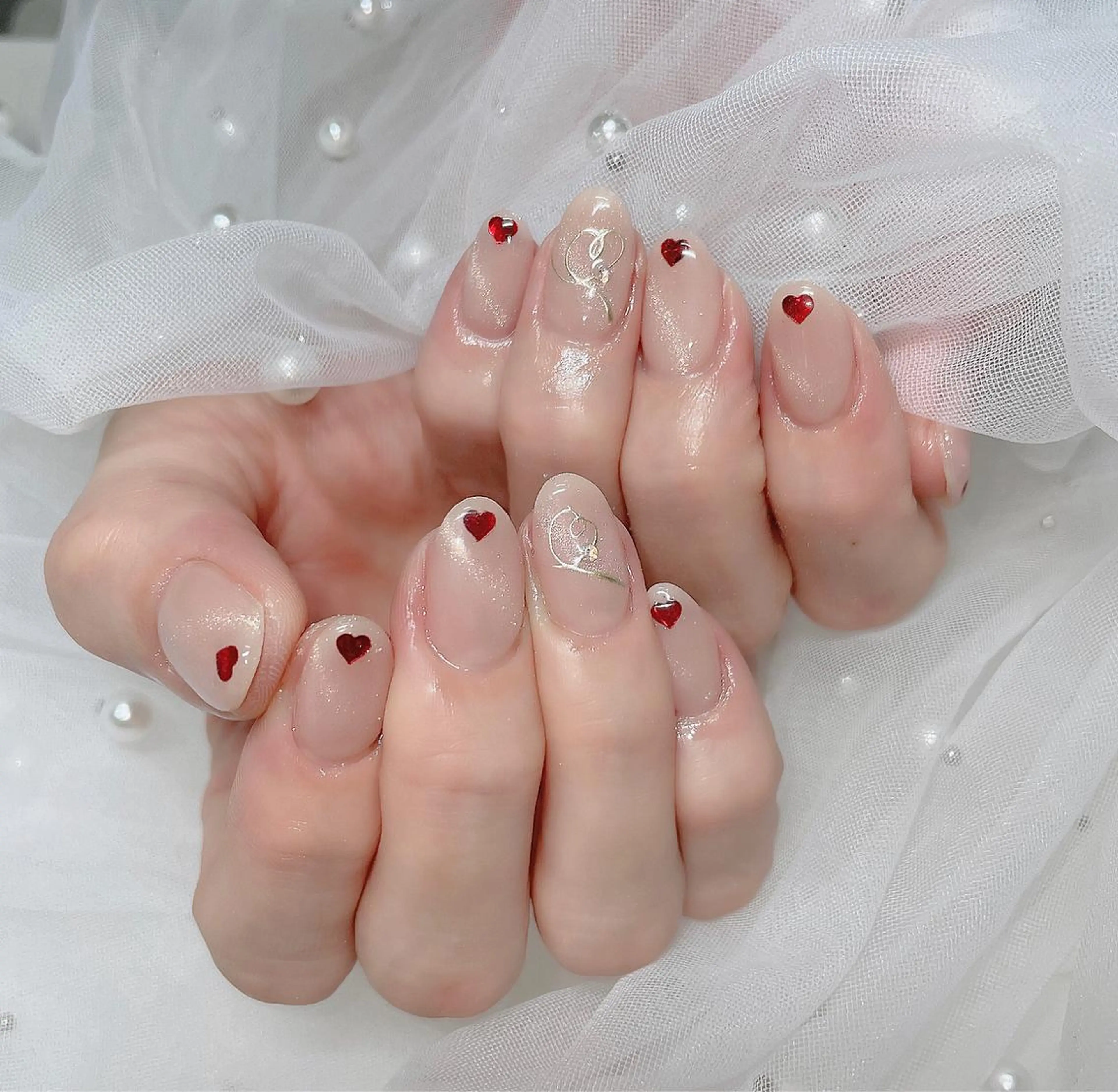 ネイル チークネイル フラッシュネイル フレンチネイル キラキラネイル 韓国ネイル merci nail所属・merci nailのネイルデザイン