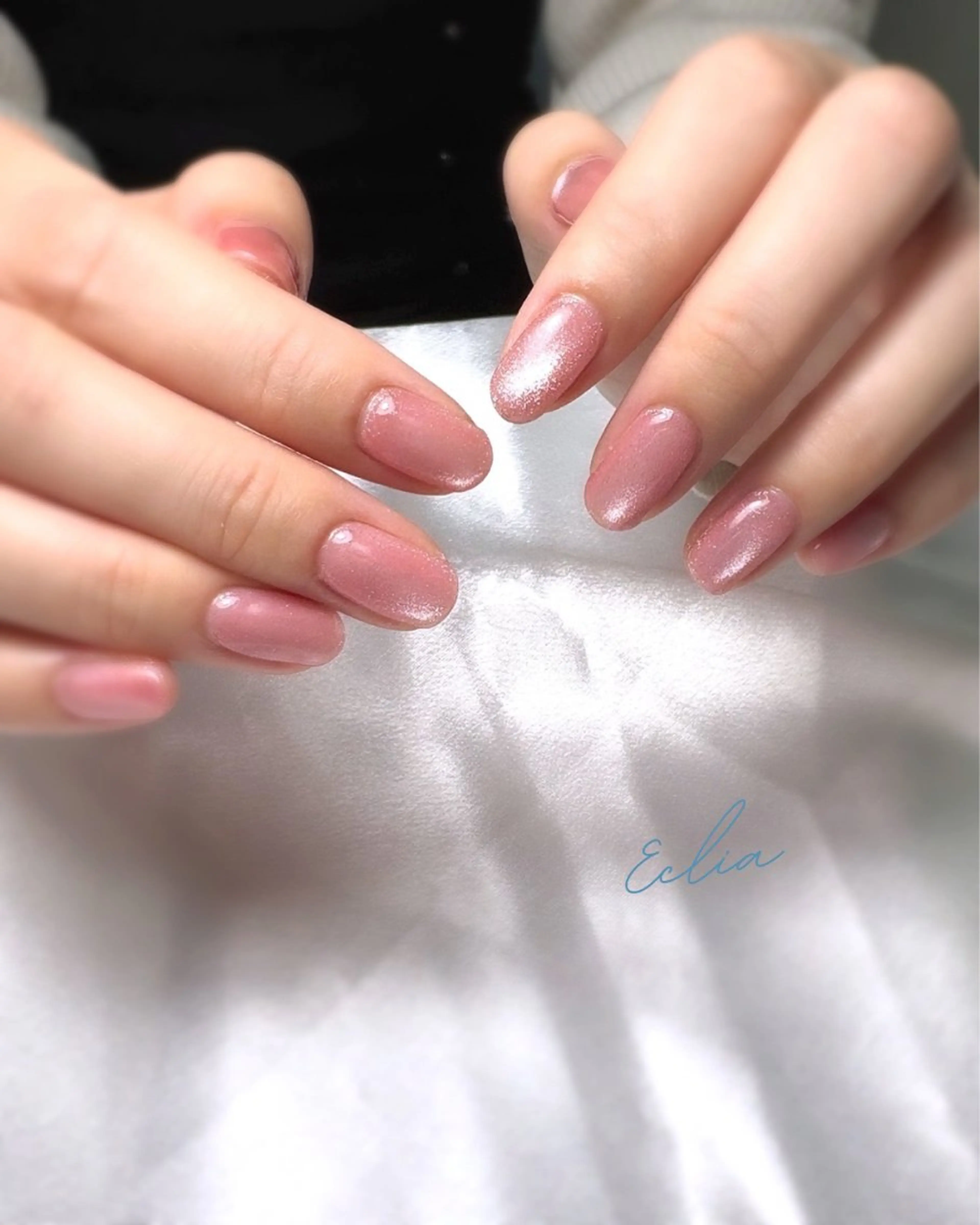 ネイル 桜ネイル マグネットネイル ピンク ハンドネイル nailsalon Ecliaのネイルデザイン