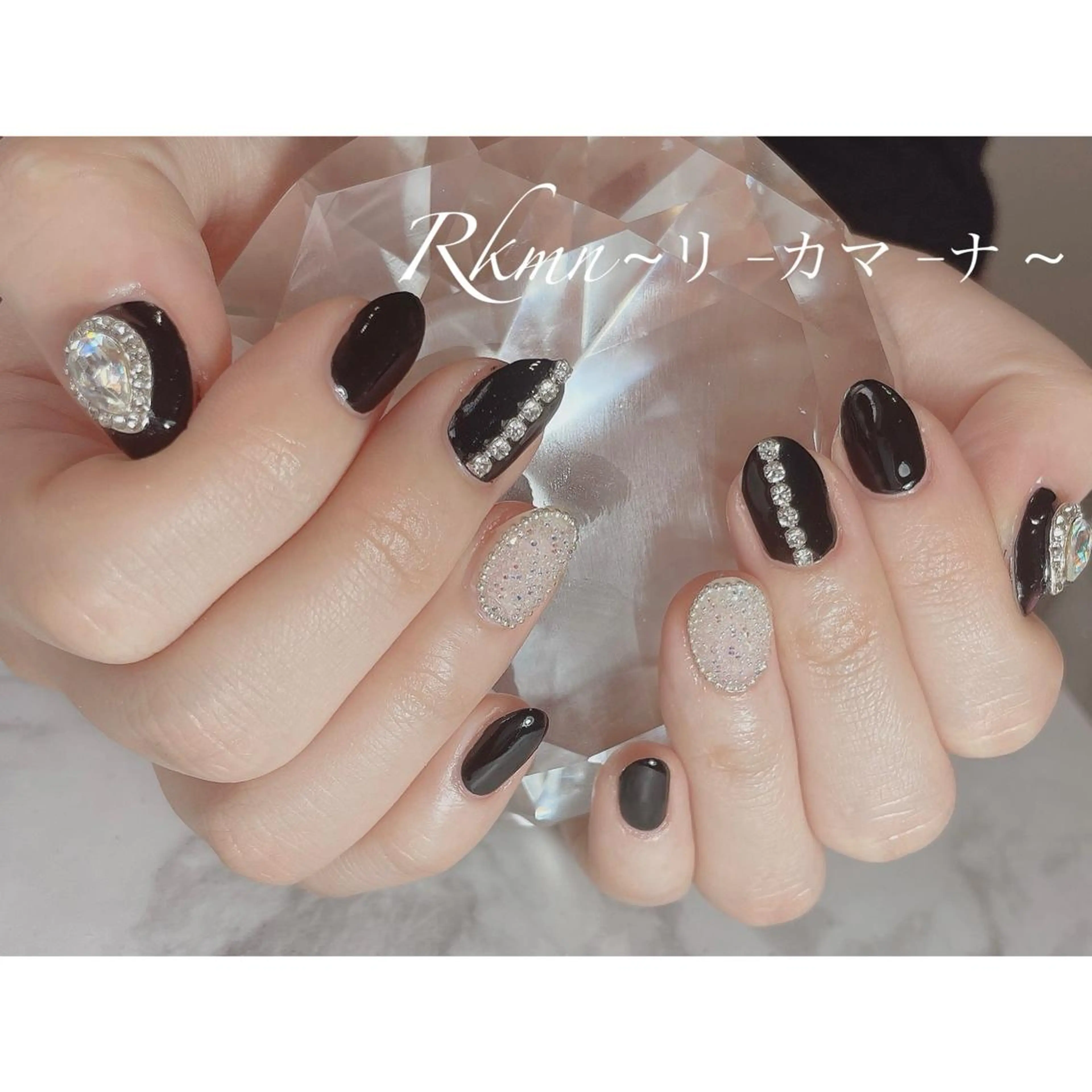 ネイル アートネイル 春ネイル ストーンネイル ハンドネイル フットネイル ハンドケア Rkmn ~リ-カマ-ナ~のネイルデザイン