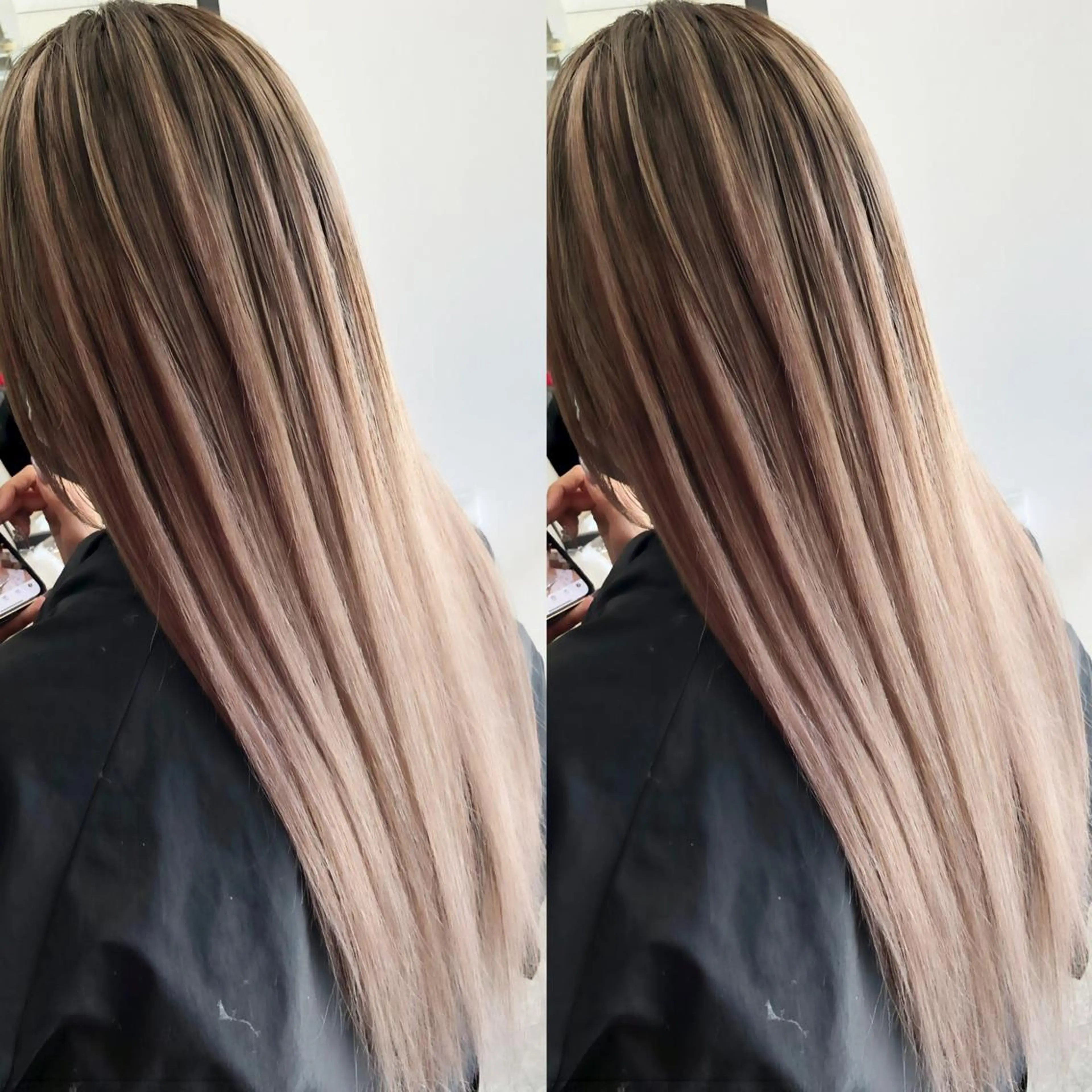 ロング カラー ヘアアレンジ バレイヤージュ ブリーチ ハイトーンカラー レイヤーカット づまさん カラーエクステ難波のヘアスタイル