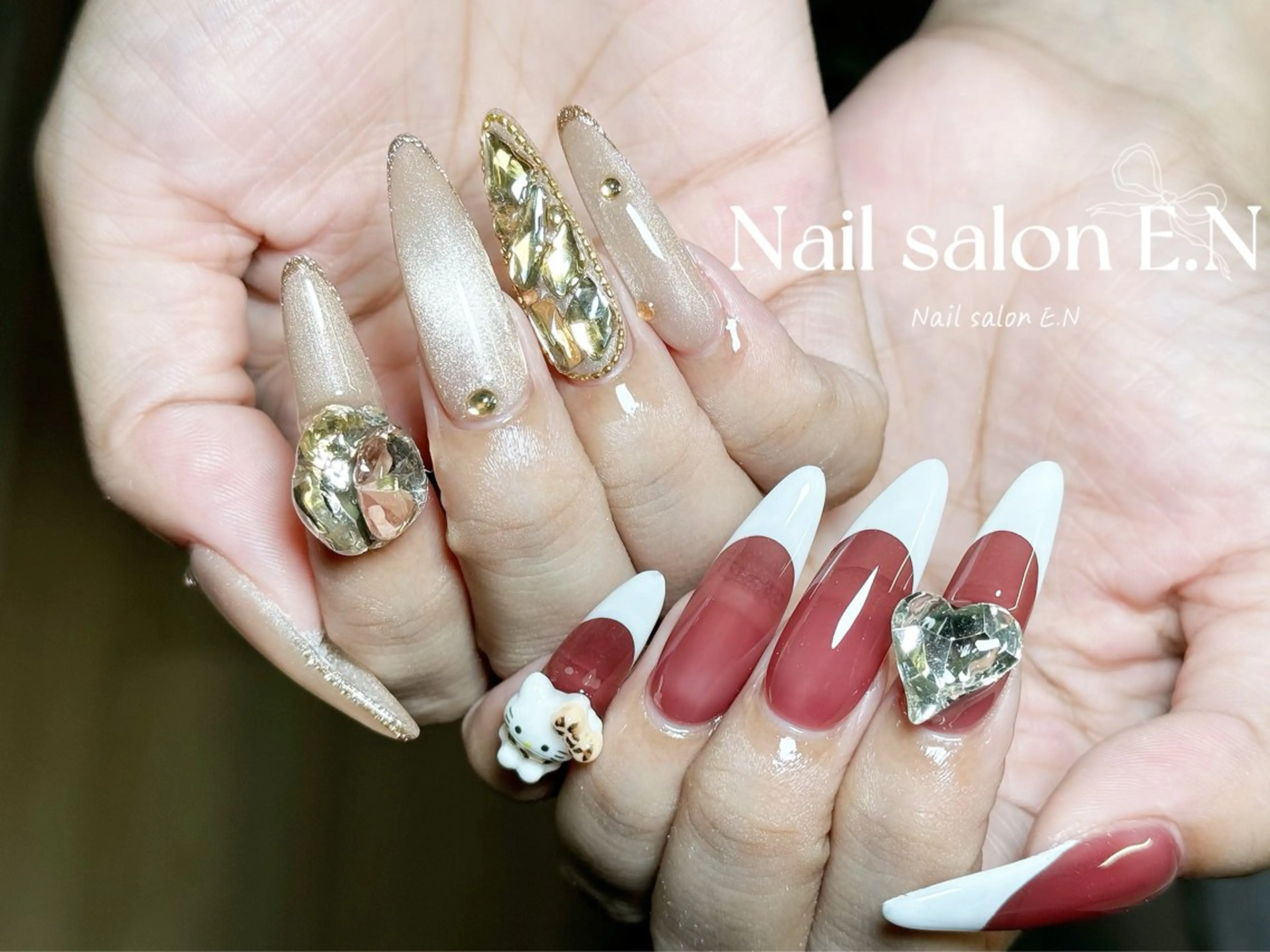 ネイル アートネイル オーロラネイル ブラウン クリアネイル フレンチネイル ハンドネイル E.N🦋 長さ出し/持ち込みのネイルデザイン