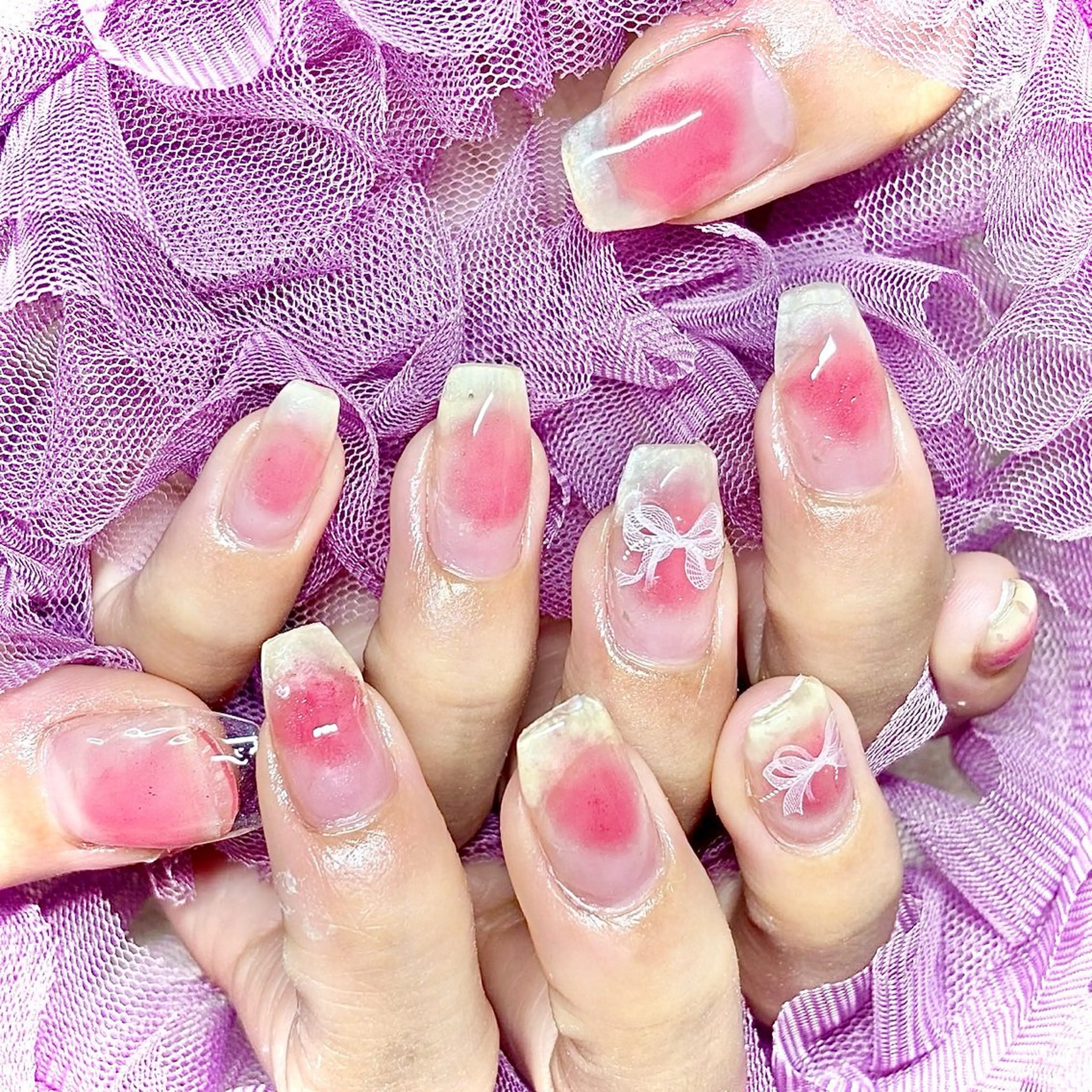 ネイル チークネイル 韓国ネイル 夏ネイル ワンホンネイル miminon 自宅ネイルサロンのネイルデザイン