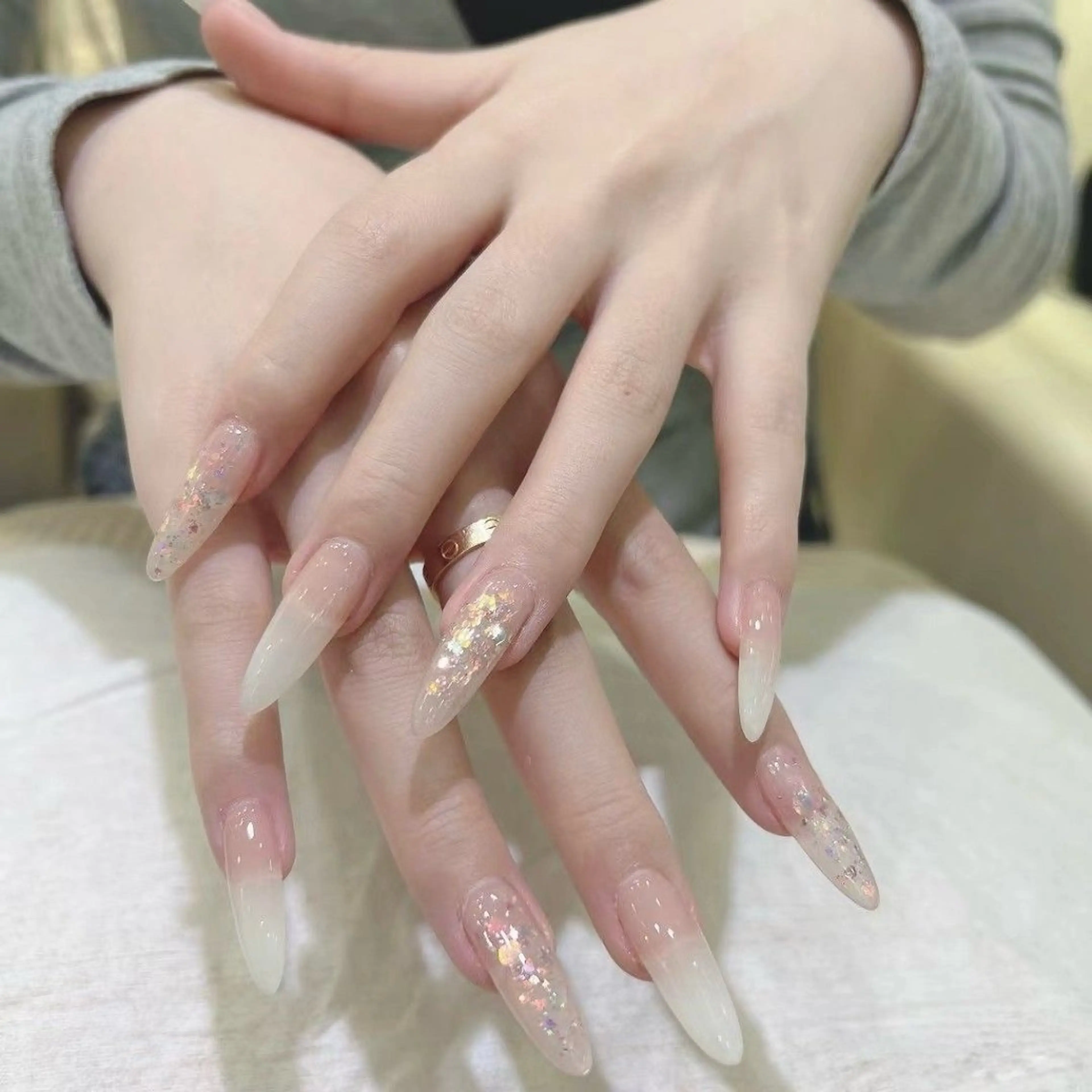 ネイル 長さ出し フレンチネイル グラデーション 卒業式 マグネットネイル MIHANA NAILのネイルデザイン