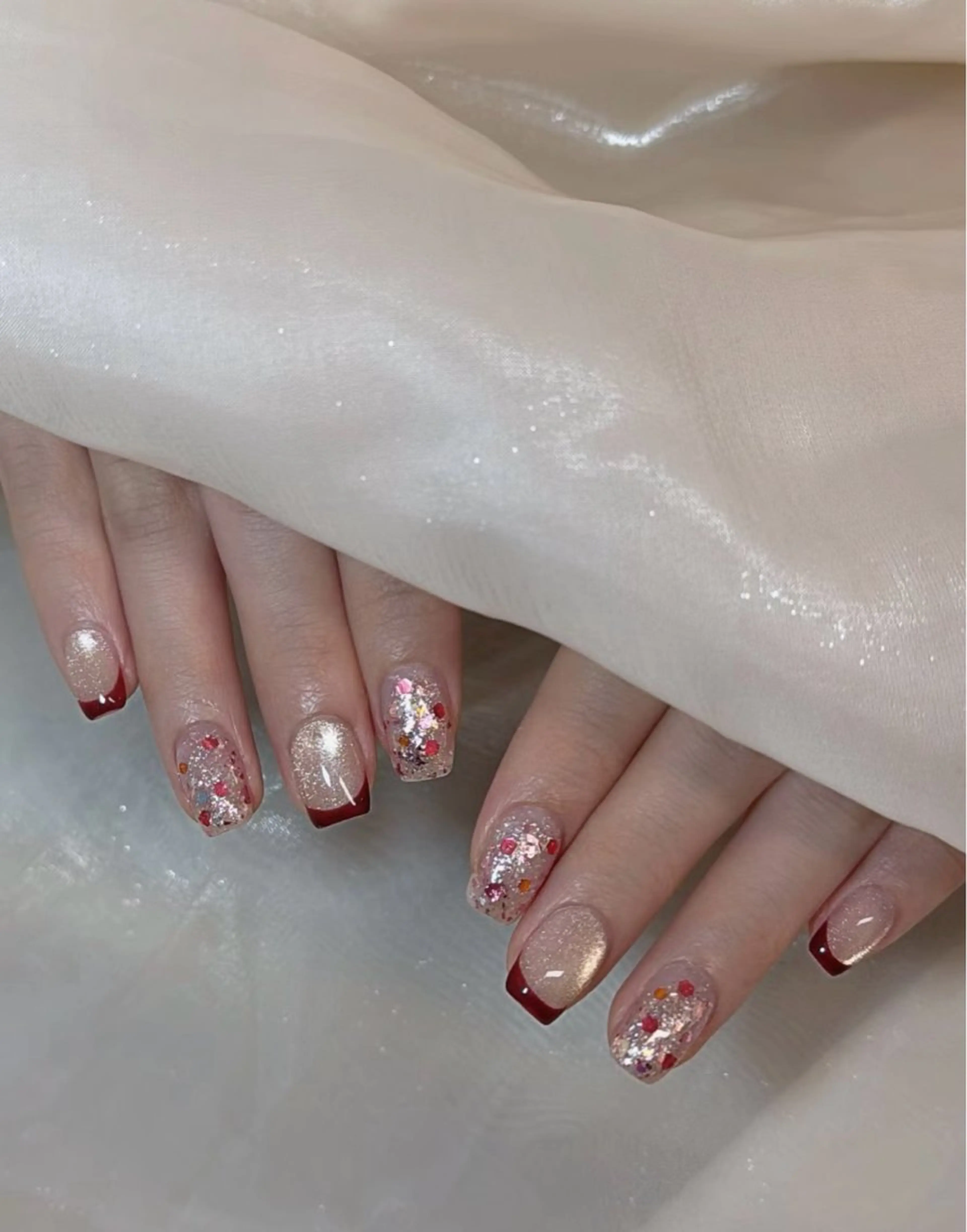 ネイル フレンチネイル マグネットネイル ハンドネイル 長さだし/持込/ ins風ネイル/Umのネイルデザイン