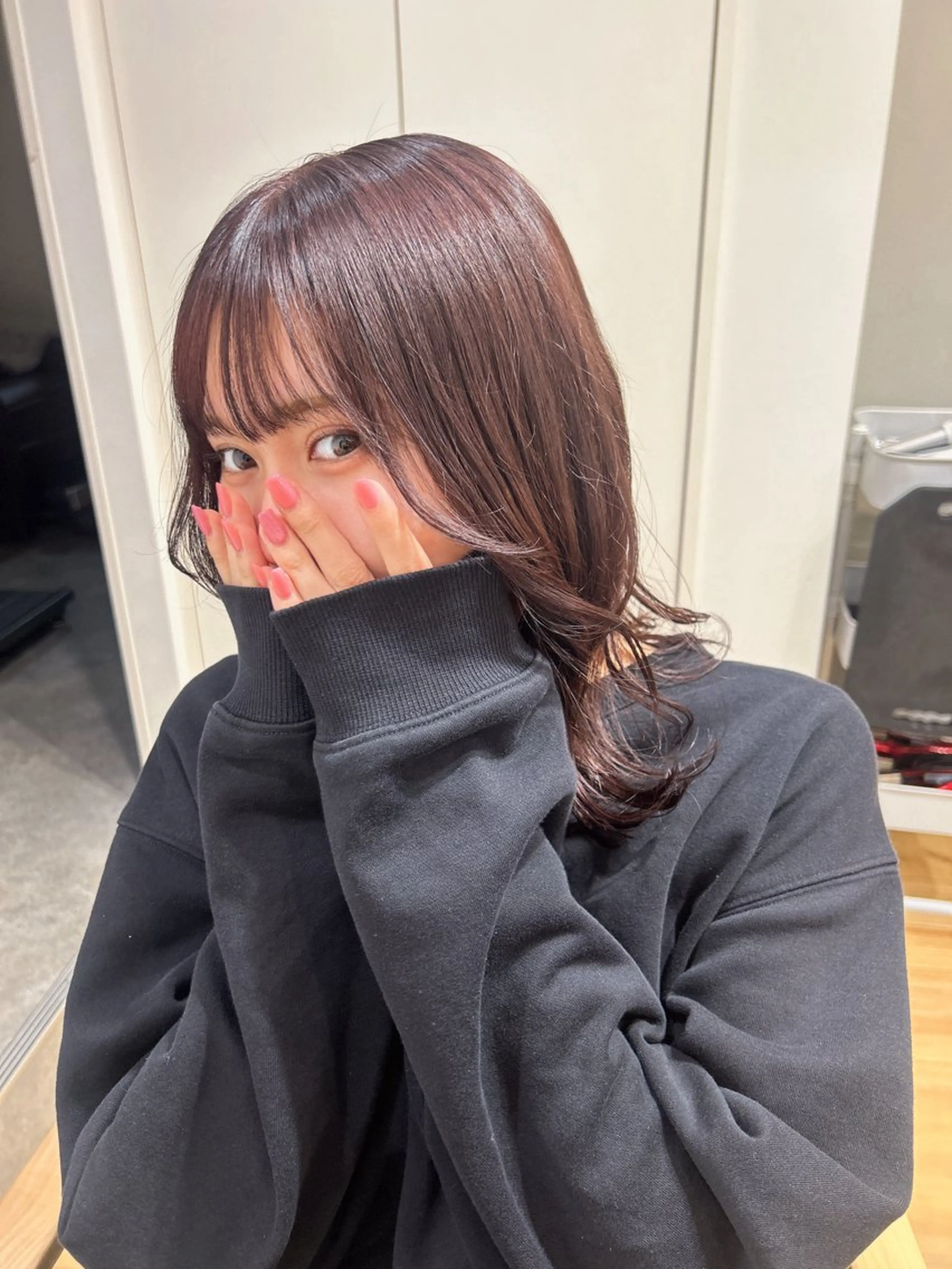 ミディアム ミディアムレイヤー ピンクブラウン レイヤーカット noa  🦋 ブリーチ/暖色のヘアスタイル