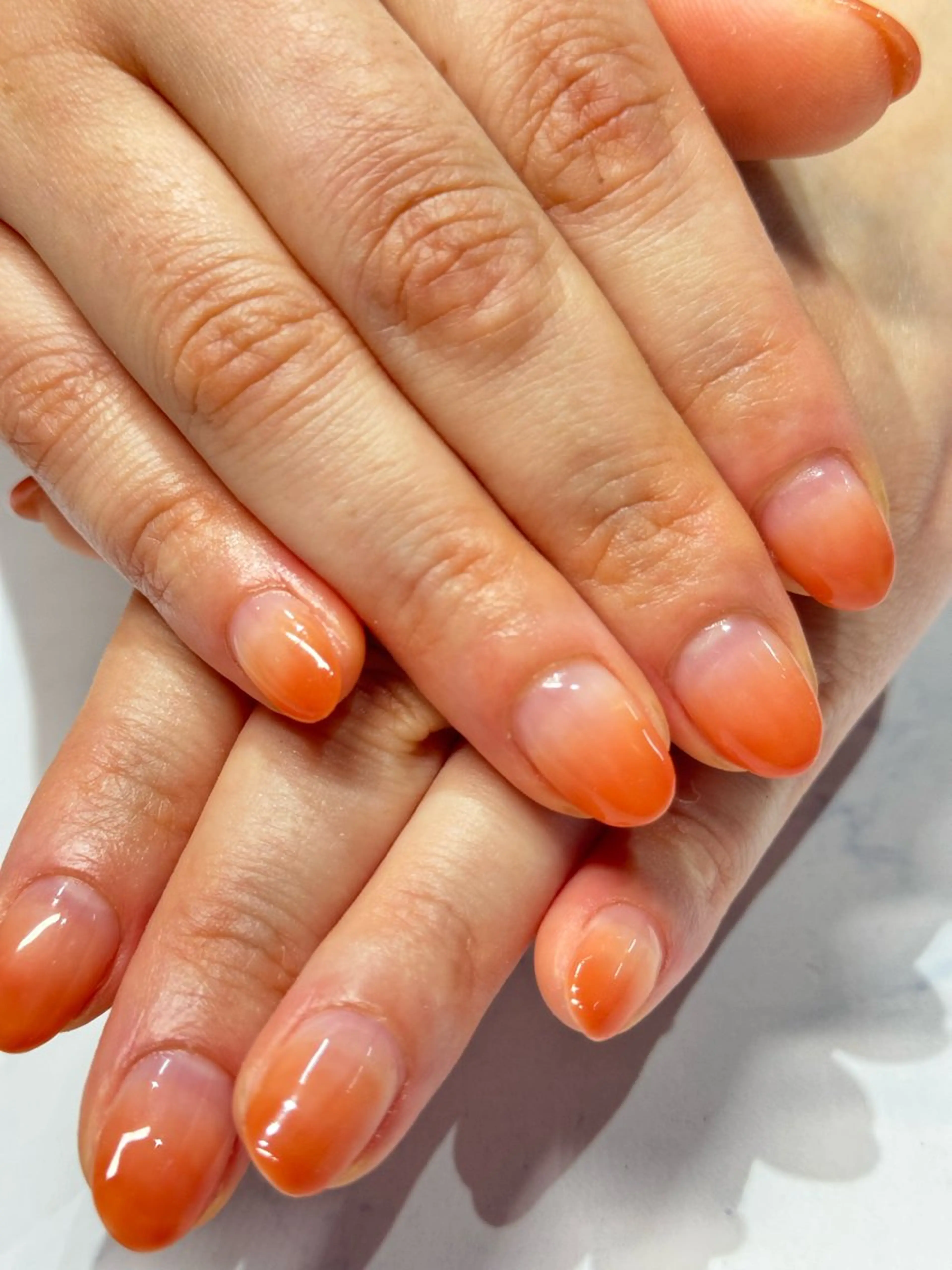 ネイル クリアネイル グラデーション オレンジ MILImili nailのネイルデザイン