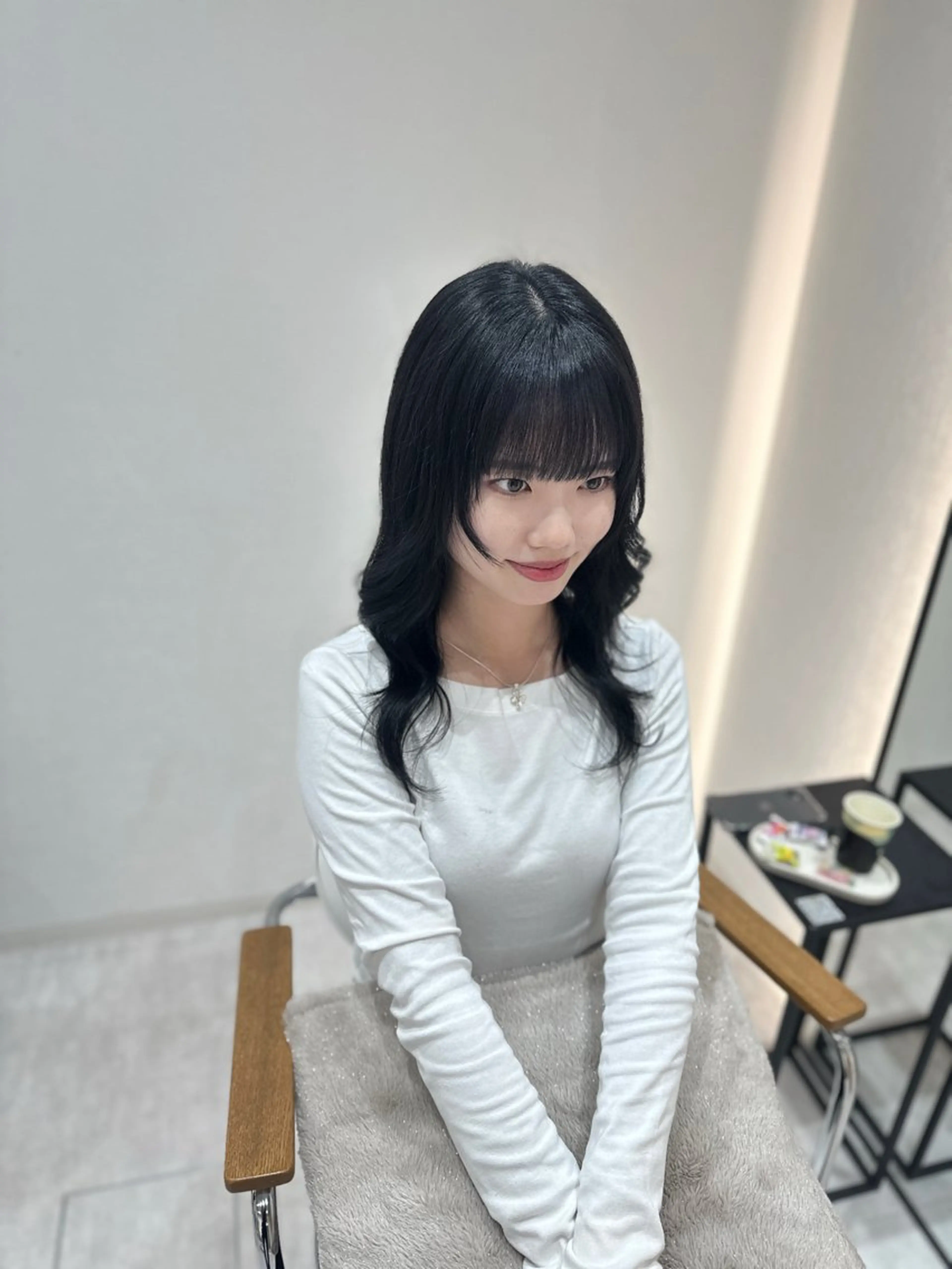 セミロング カラー 透明感カラー 韓国ヘア/艶髪ロング グレージュ/kanaのヘアスタイル