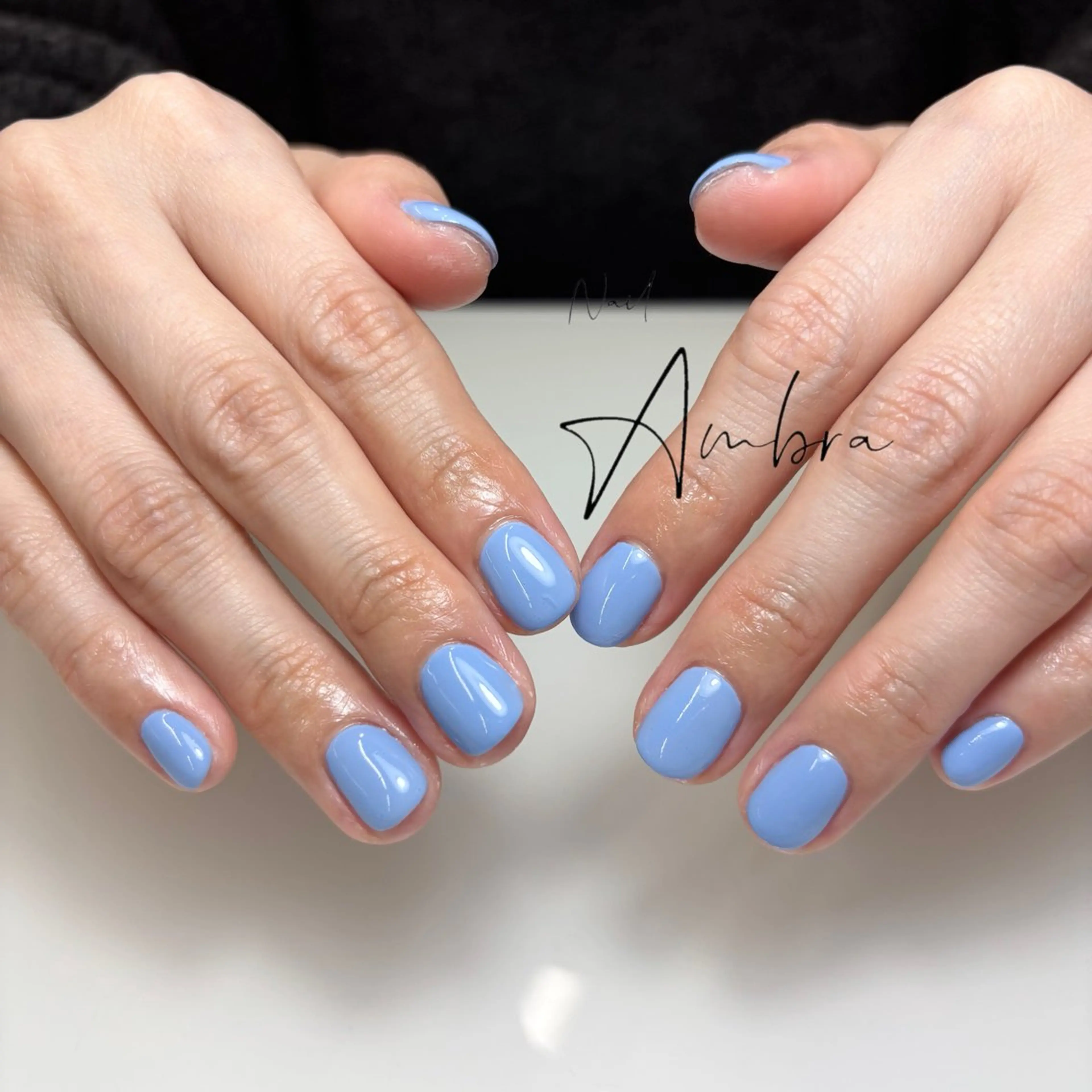 ネイル 水色 ワンカラーネイル ハンドネイル Nail Ambra 天王寺店所属・Nail Ambra fusaのネイルデザイン