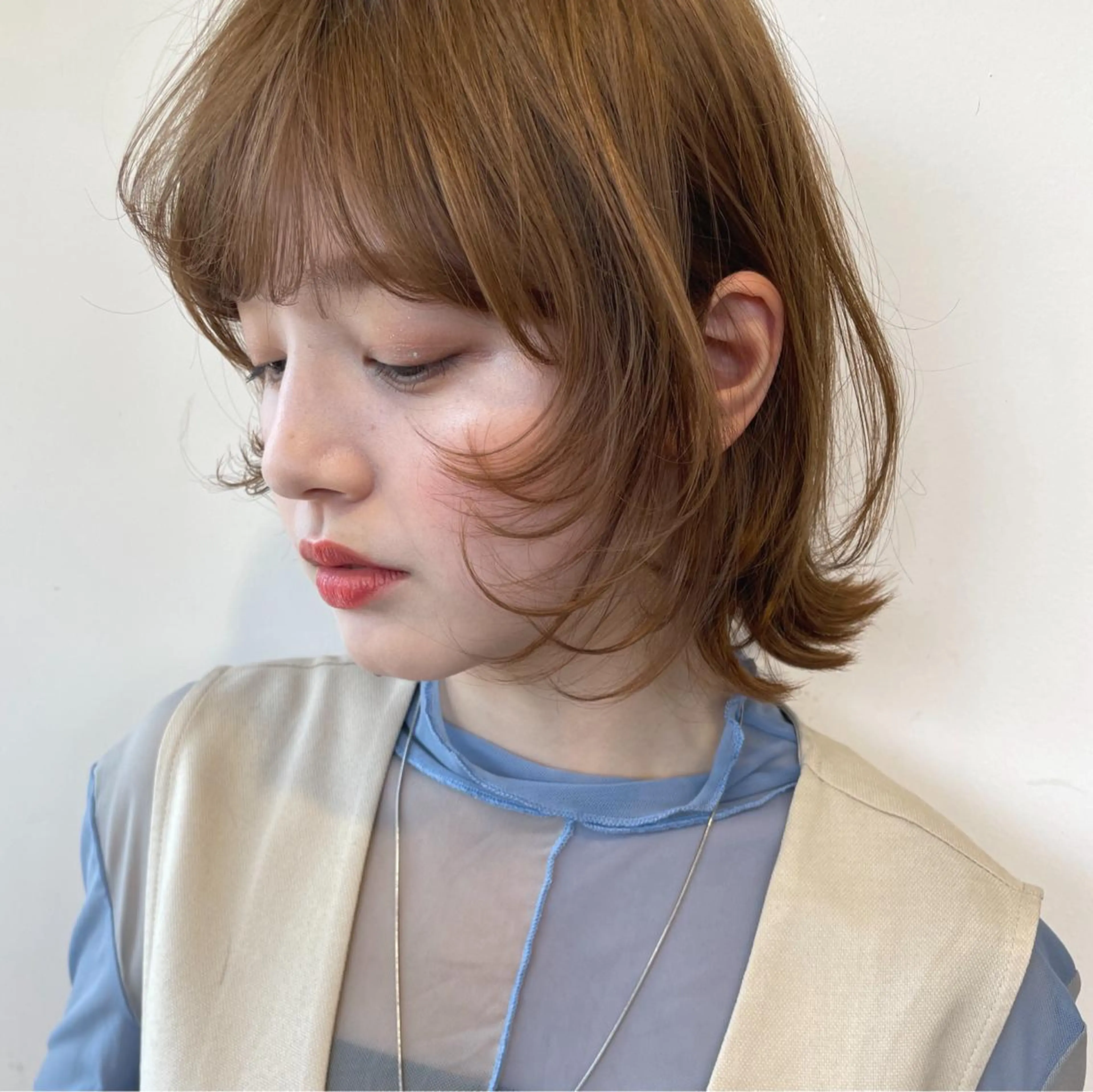 ミディアム カラー ボブレイヤー ボブ 顔まわりレイヤー レイヤーカット 似合わせヘア🤍 面田法子のヘアスタイル