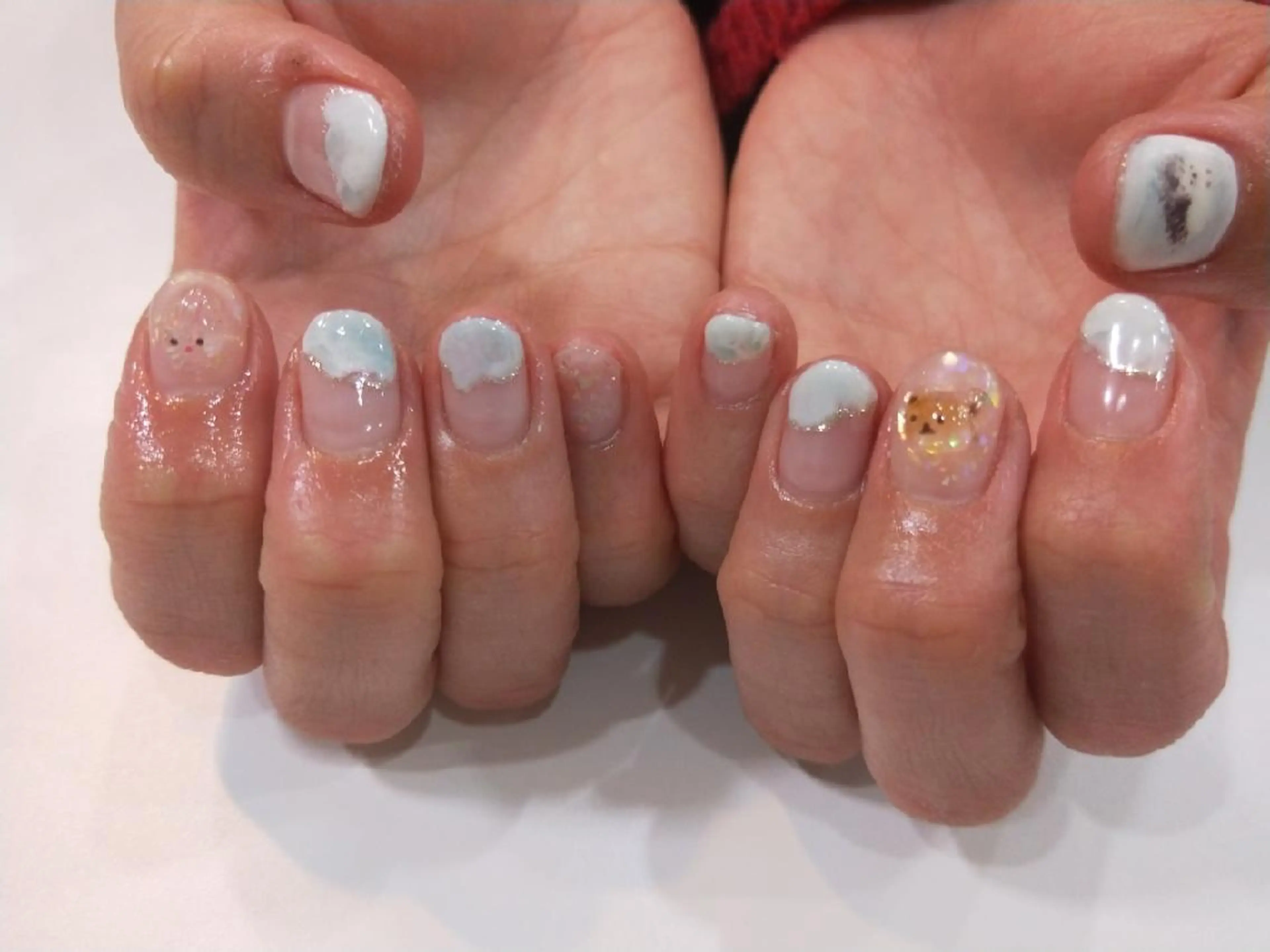 ネイル ハンドネイル ハンドケア R'well所属・はばすみれ🎀ﾈｲﾙ 光ﾌｪｲｼｬﾙ ﾍｱのネイルデザイン