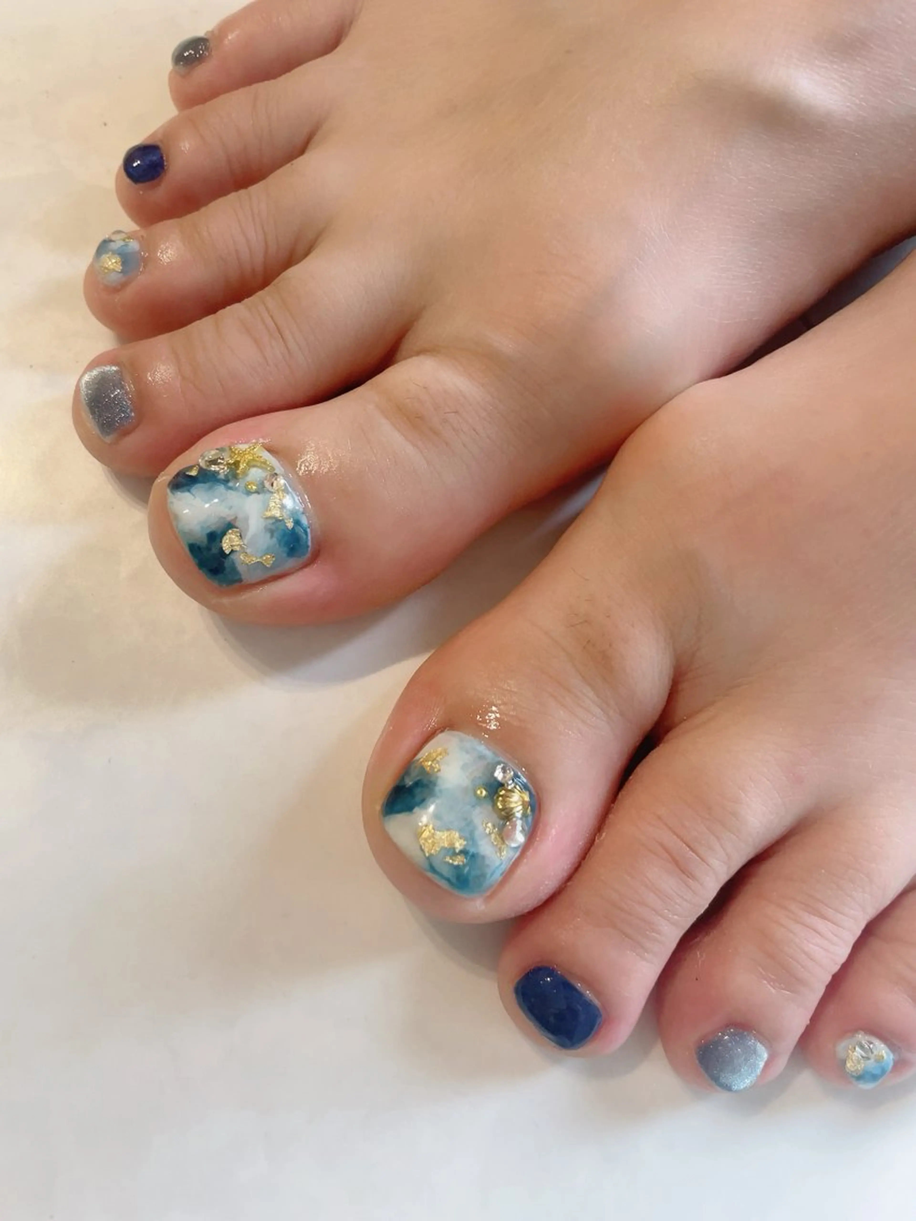 ネイル ブルー フットネイル フットネイル * haruのネイルデザイン