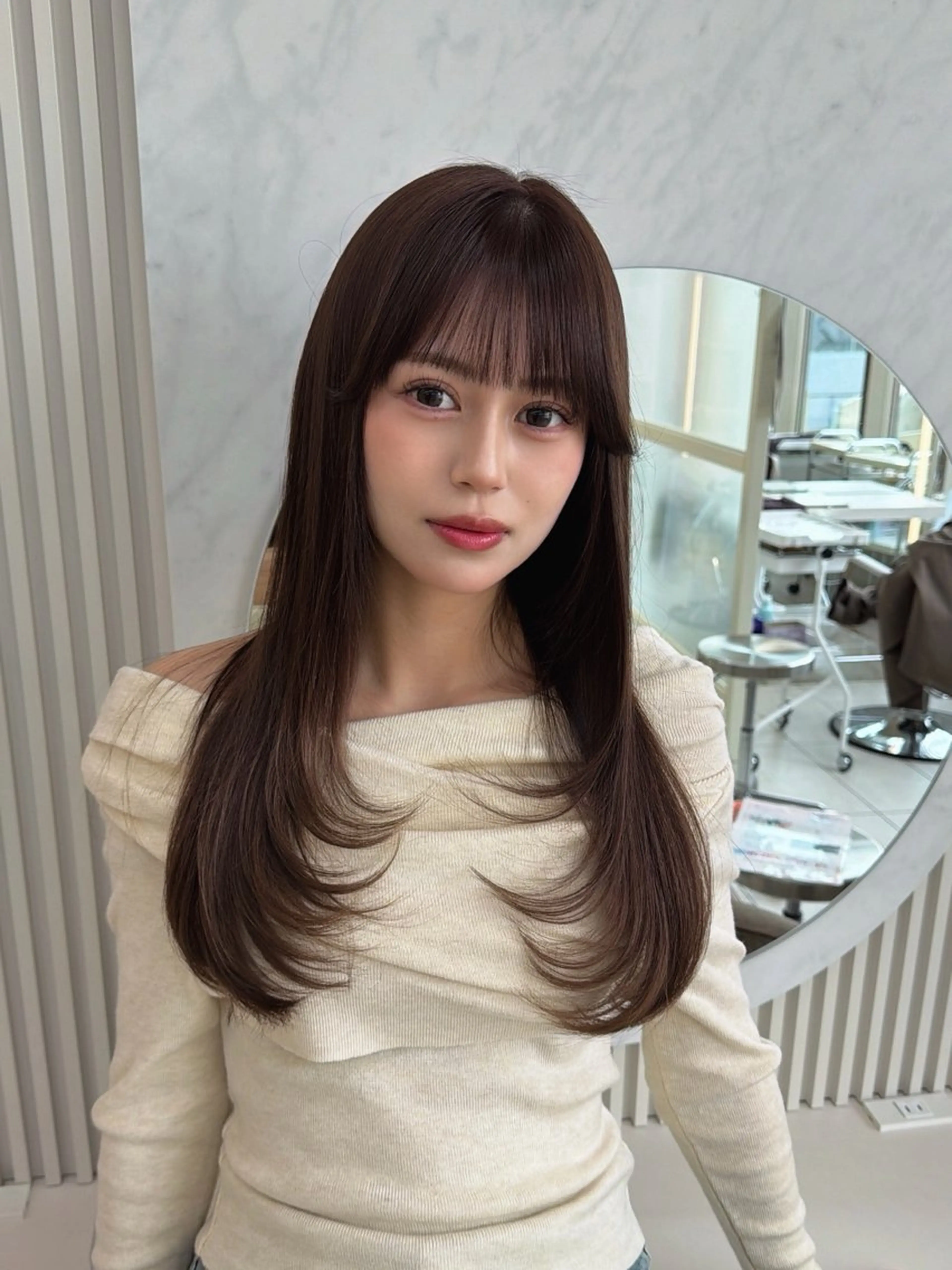 セミロング カット ヘアカラー トリートメント 顔周り/透明感カラー /韓国ヘア/TAKUのヘアスタイル