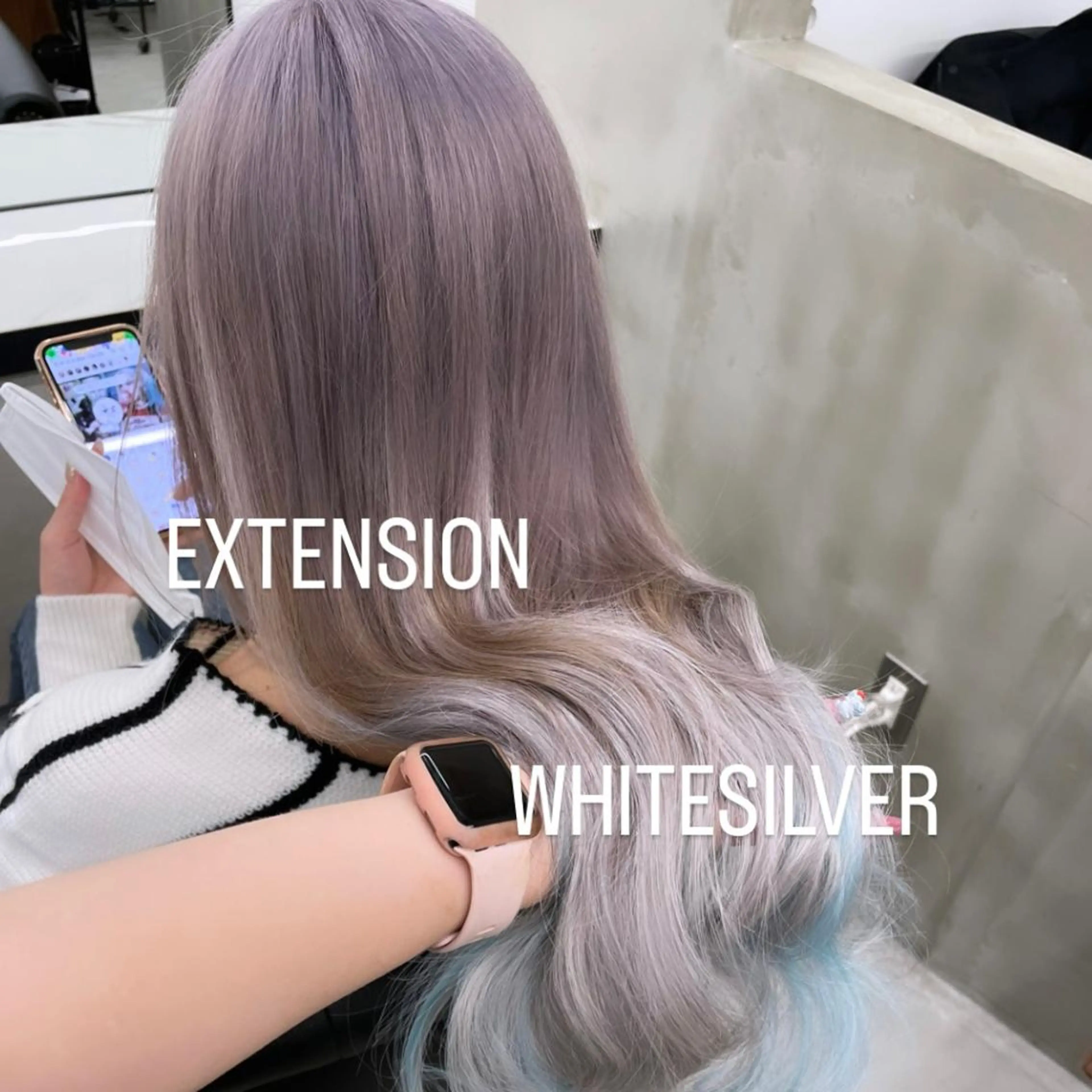 ロング カラー エクステ エクステ🩵ブリーチ 韓国ヘア🩵KAEのヘアスタイル