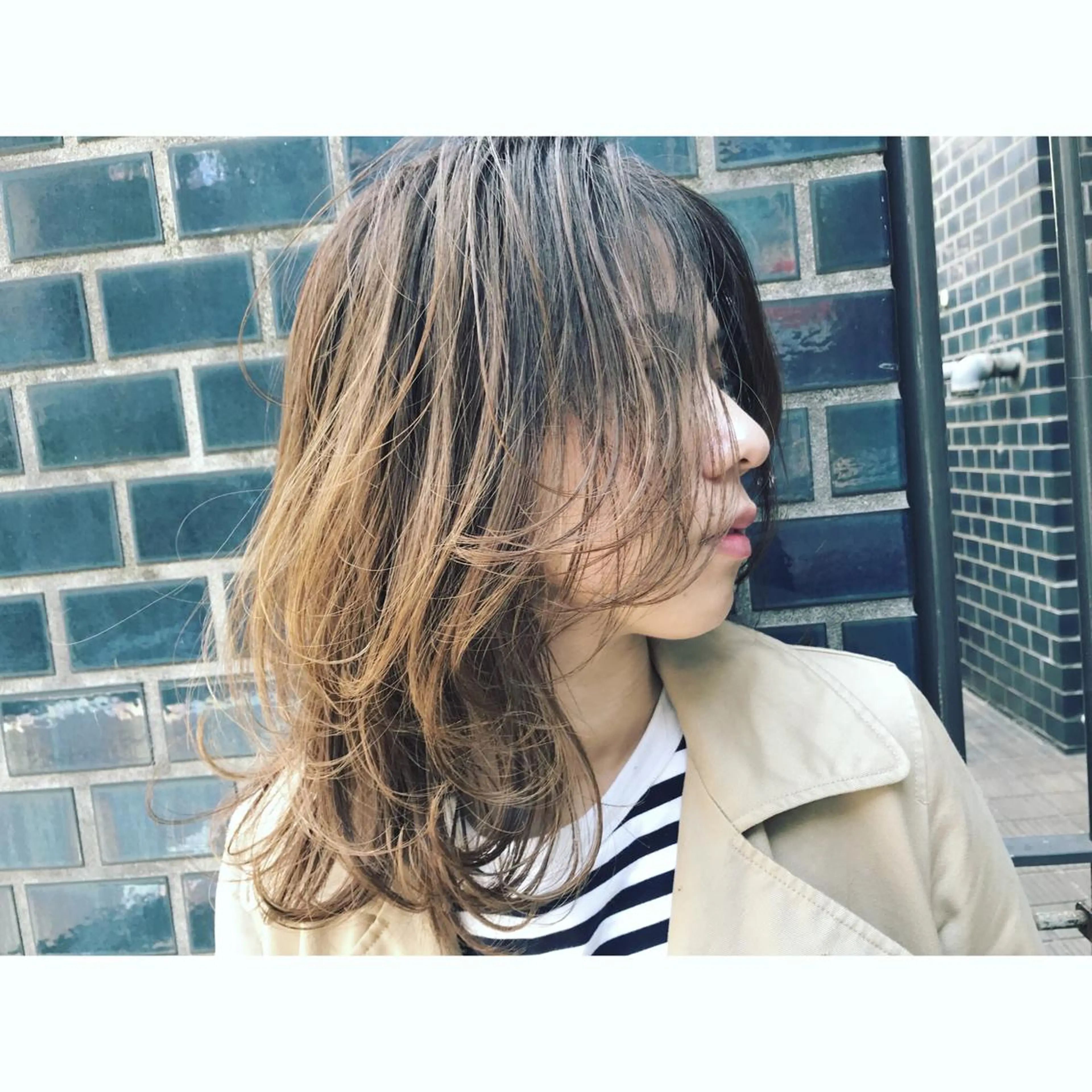 セミロング パーマ セミロングパーマ 伸ばしかけ レイヤーカット カット ヘアカラー Musiiik hairのヘアスタイル