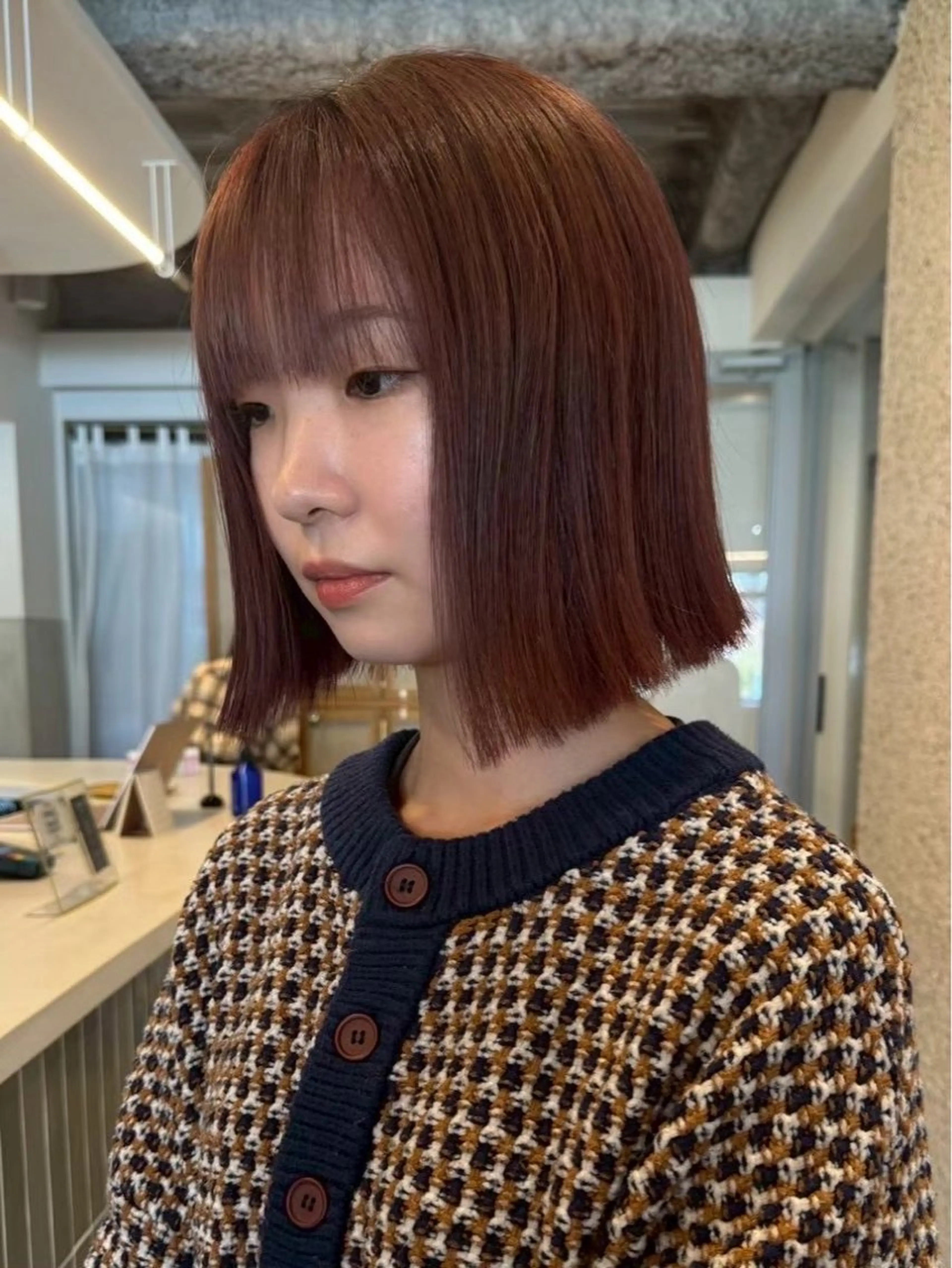 ミディアム 髪質改善 縮毛矯正 トリートメント ヘアカラー トリートメント nok所属・nok Osakaのヘアスタイル