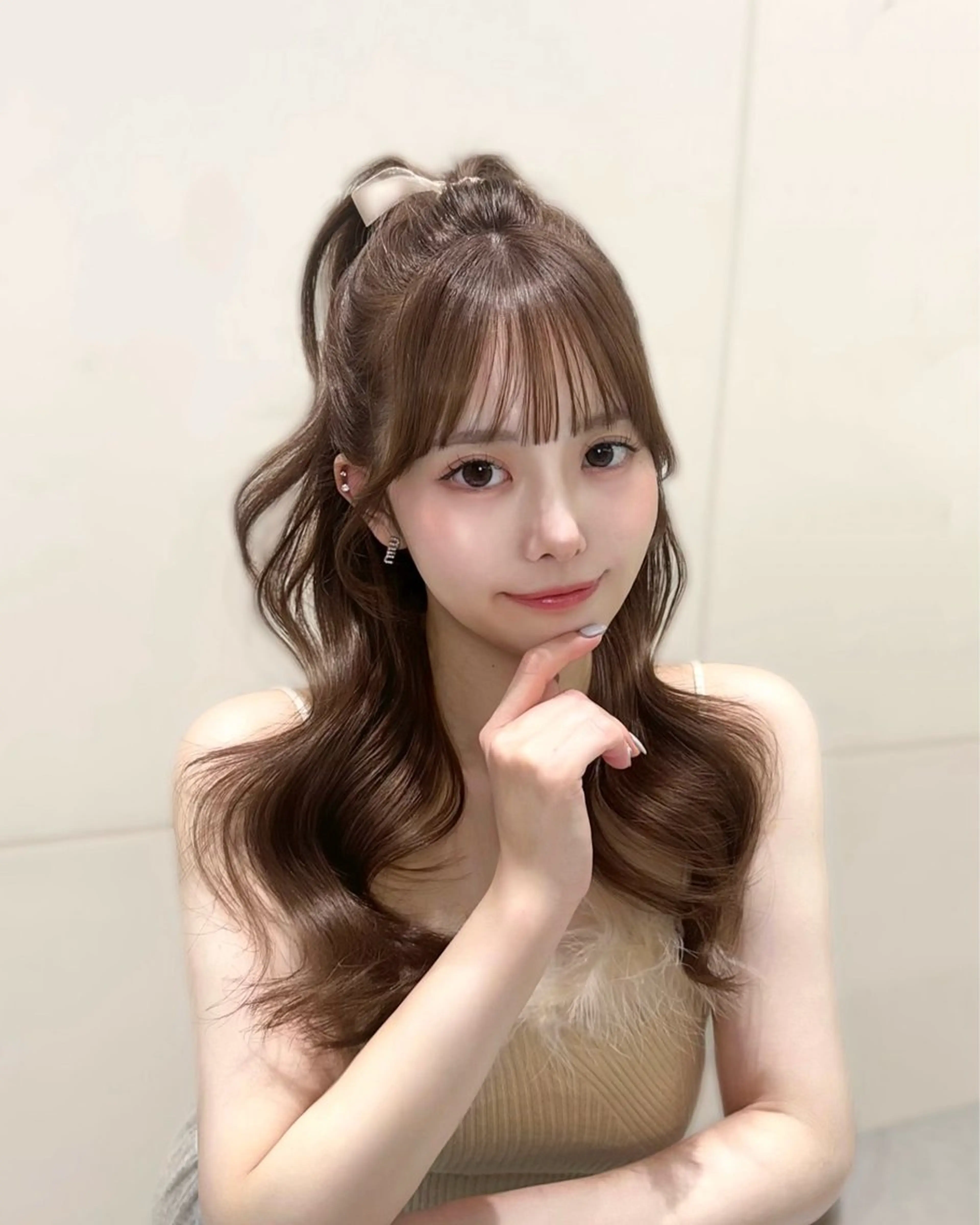 ポニーテールorハーフアップ🤍の写真