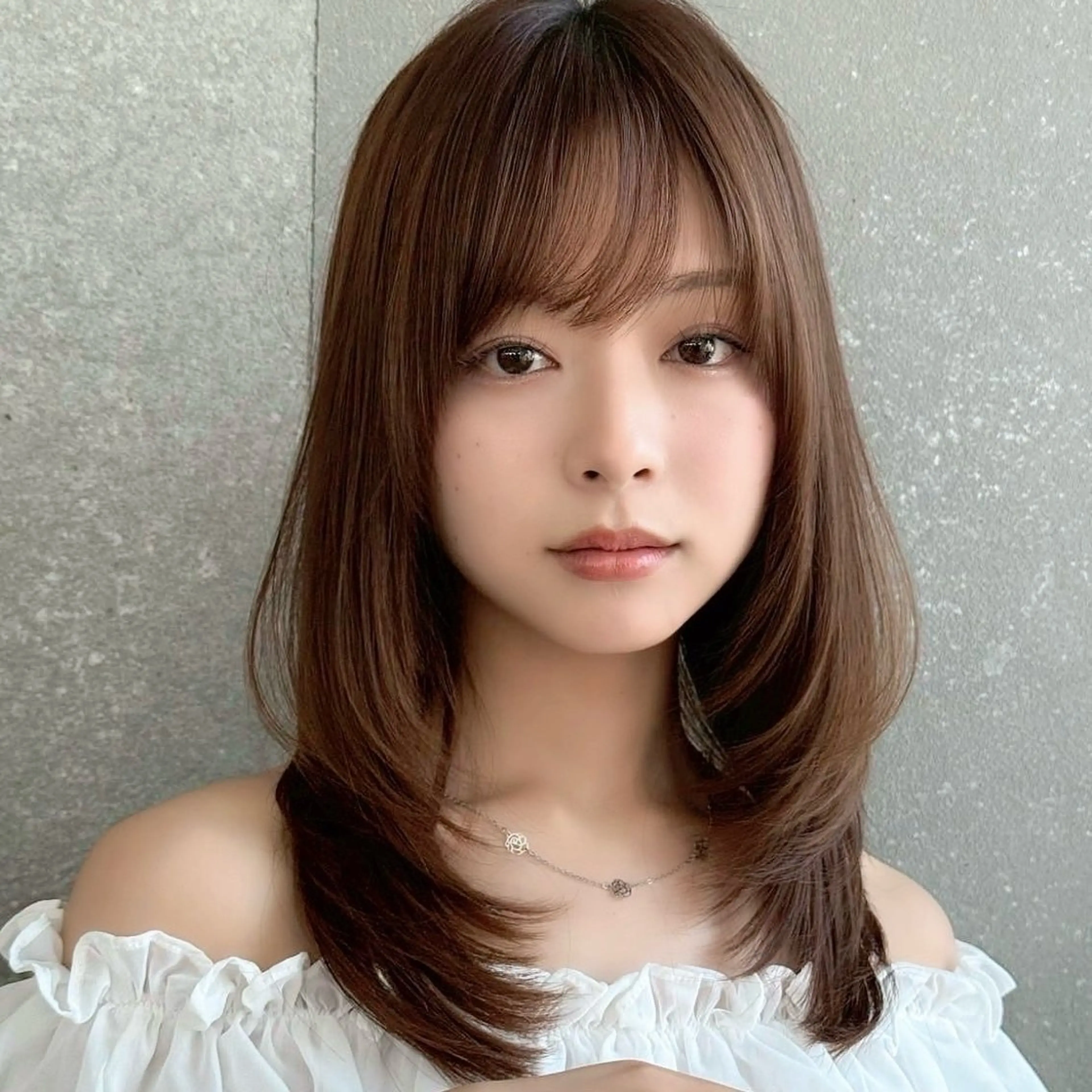 ミディアム カラー カット ヘアカラー 縮毛矯正 トリートメント 💖ボブ/髪質改善 顔周りレイヤー/ユイのヘアスタイル