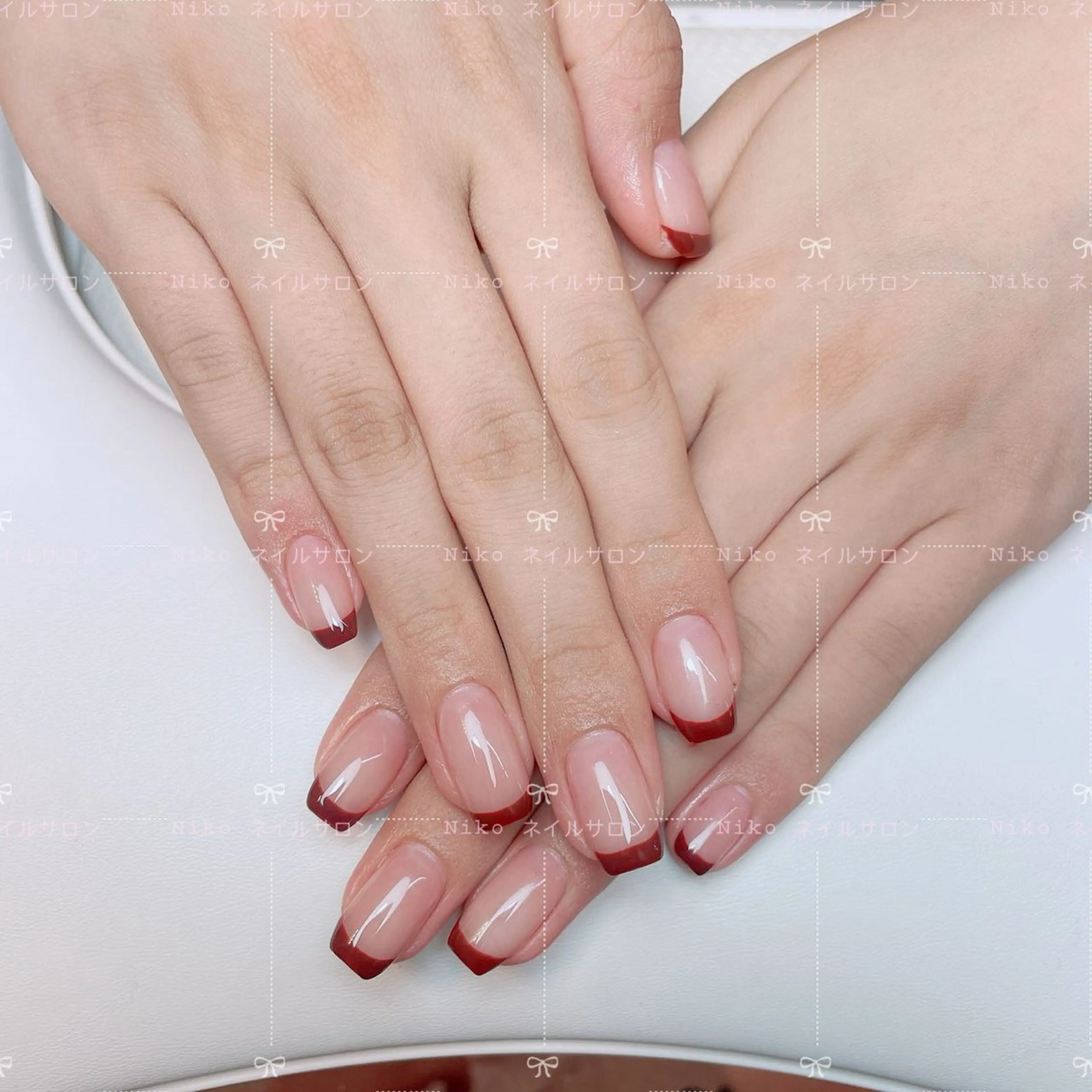 ネイル チークネイル 長さ出し フラッシュネイル フットネイル フレンチネイル Niko Nail salon 銀座本店のネイルデザイン