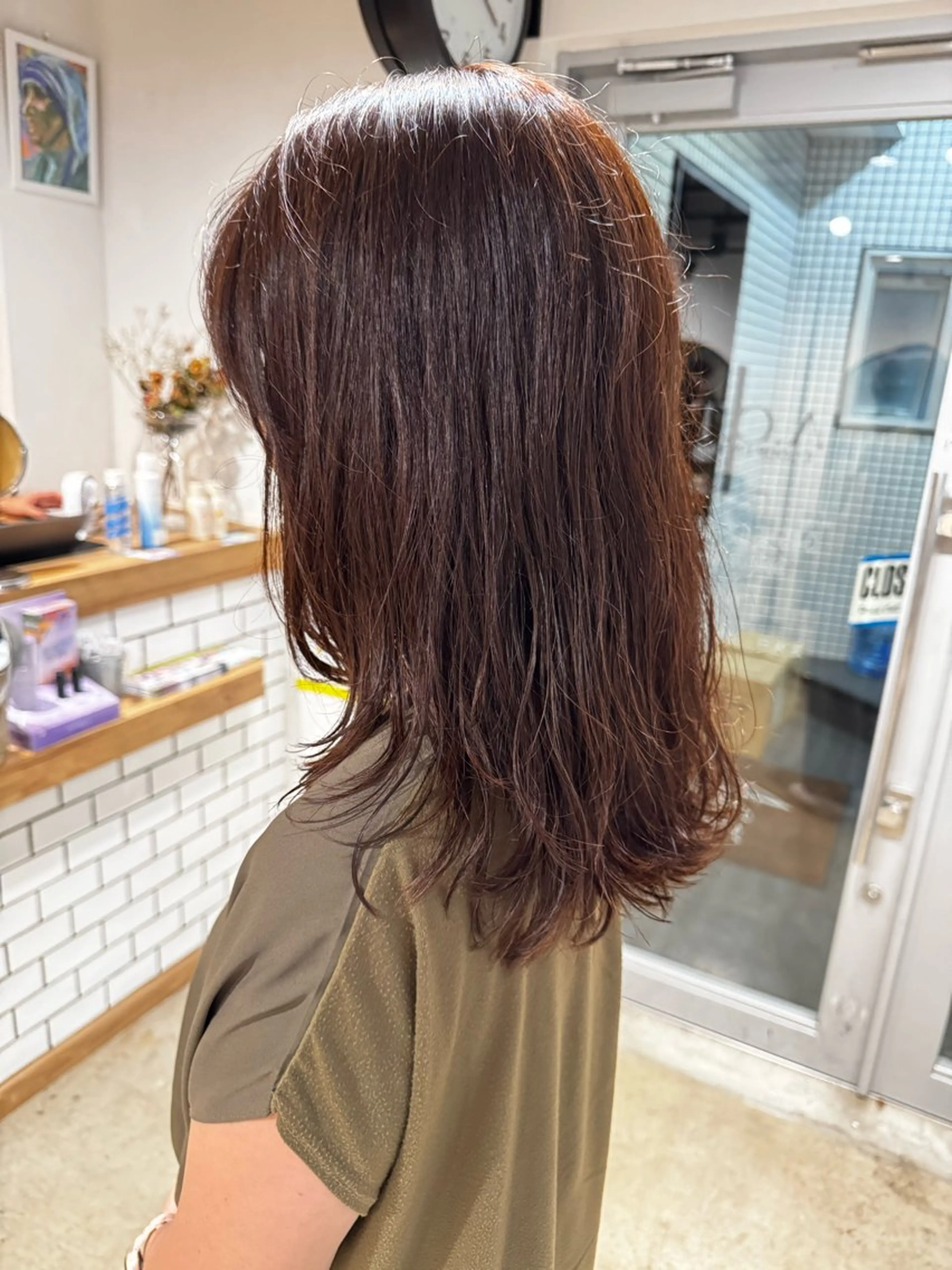 セミロング パーマ セミロングパーマ ニュアンスパーマ カット パーマ 韓国レイヤー /艶カラー/ᴿᴵᴺのヘアスタイル