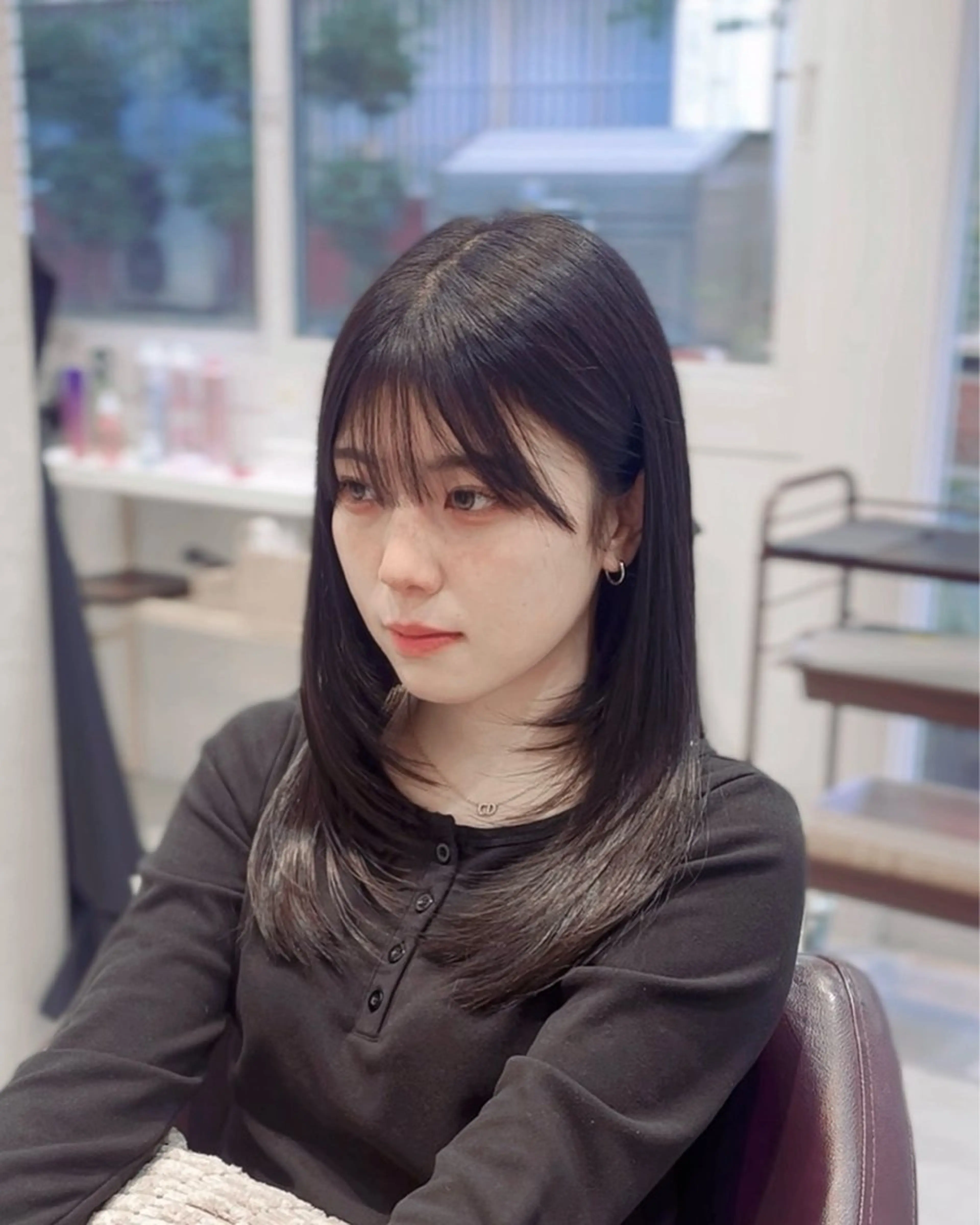 セミロング カラー レイヤーカット カット トリートメント suzuka/透明感 カラー 美髪縮毛矯正のヘアスタイル