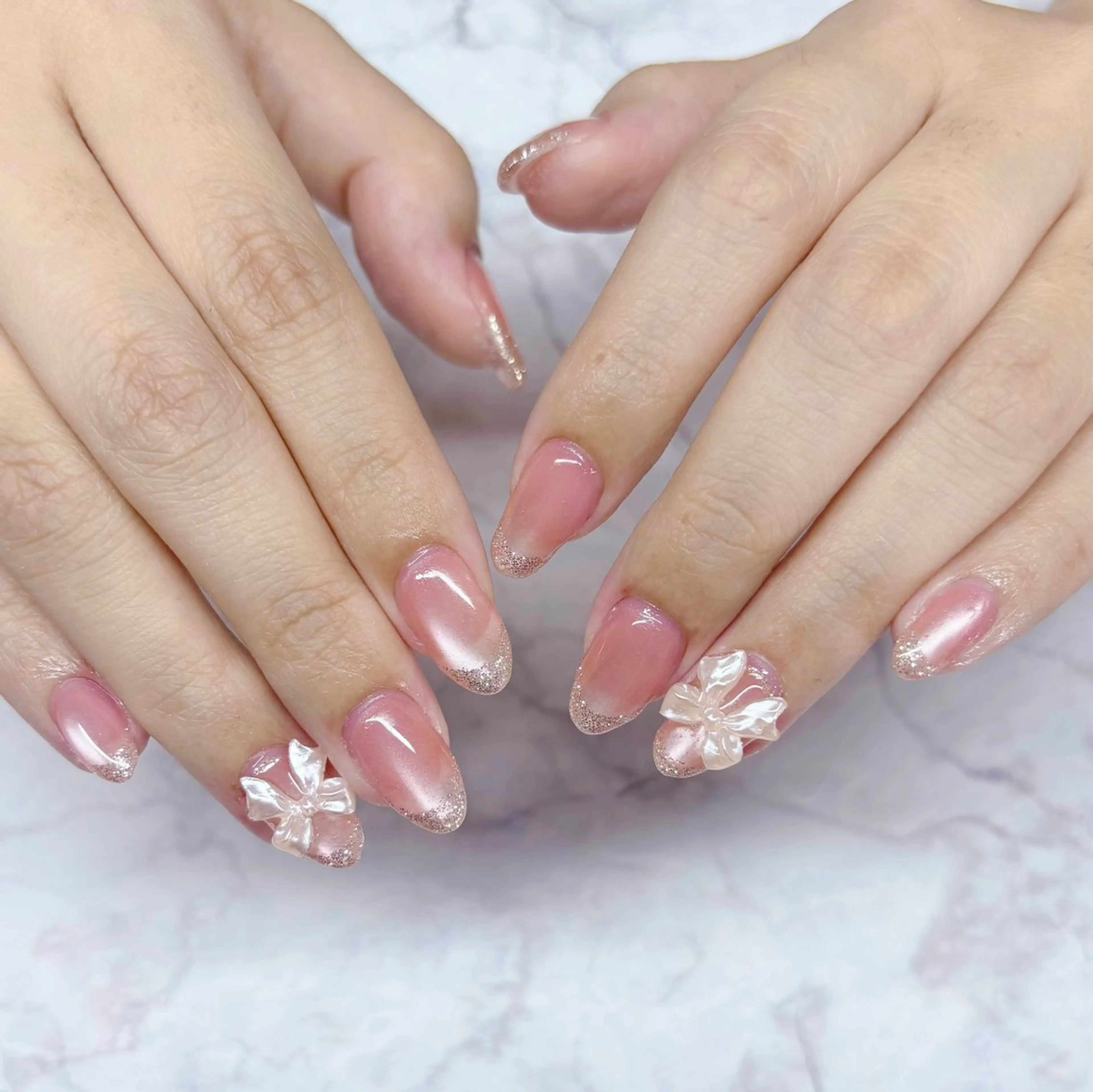 ネイル フレンチネイル ラメ(グリッター) マグネットネイル MYu Beauty Salon  MAIのネイルデザイン