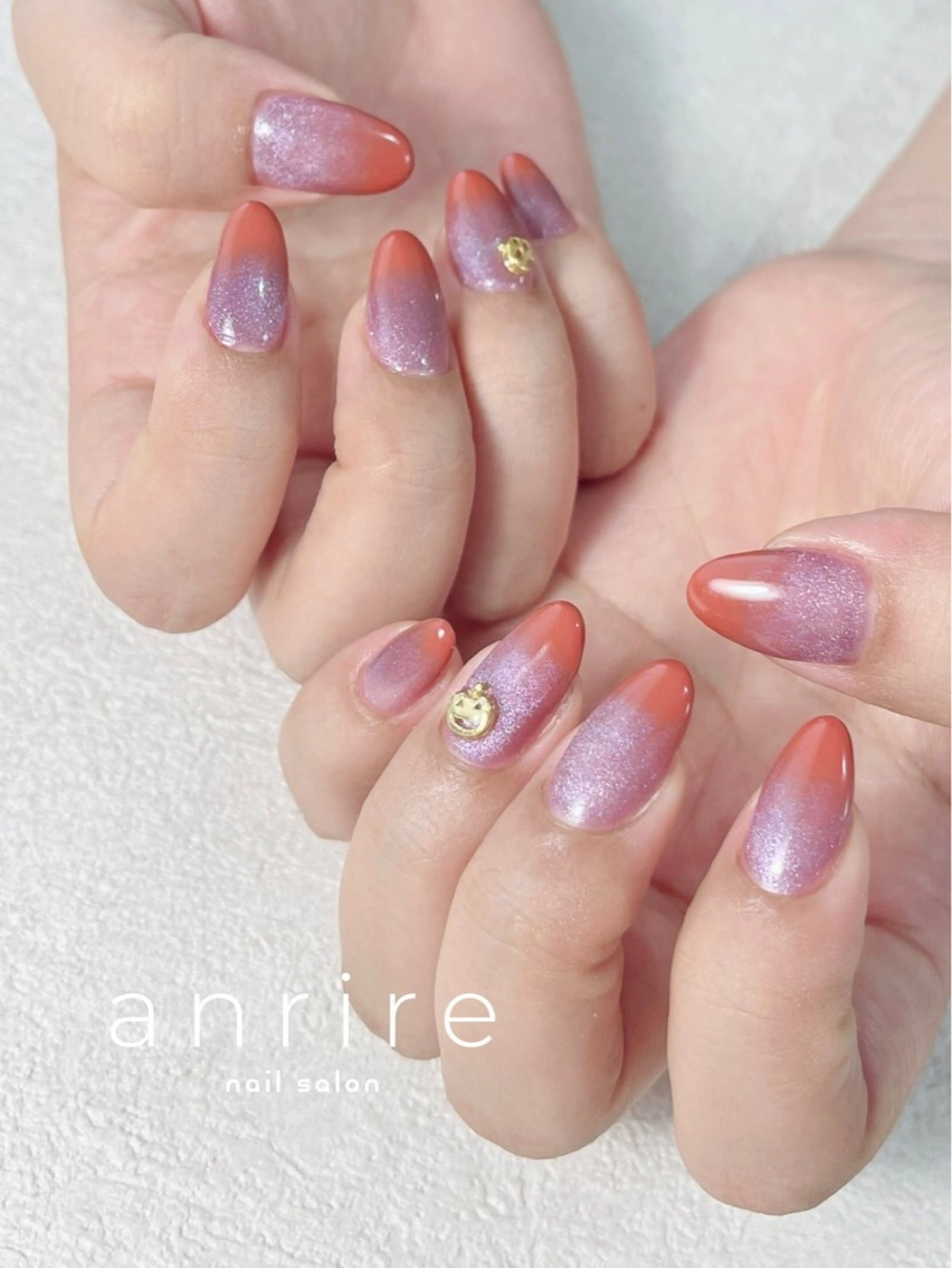 ネイル ジェルネイル グラデーション ハロウィン マグネットネイル オレンジ ハンドネイル nail salon anrire〜アンリール〜所属・nailsalon anrireのネイルデザイン