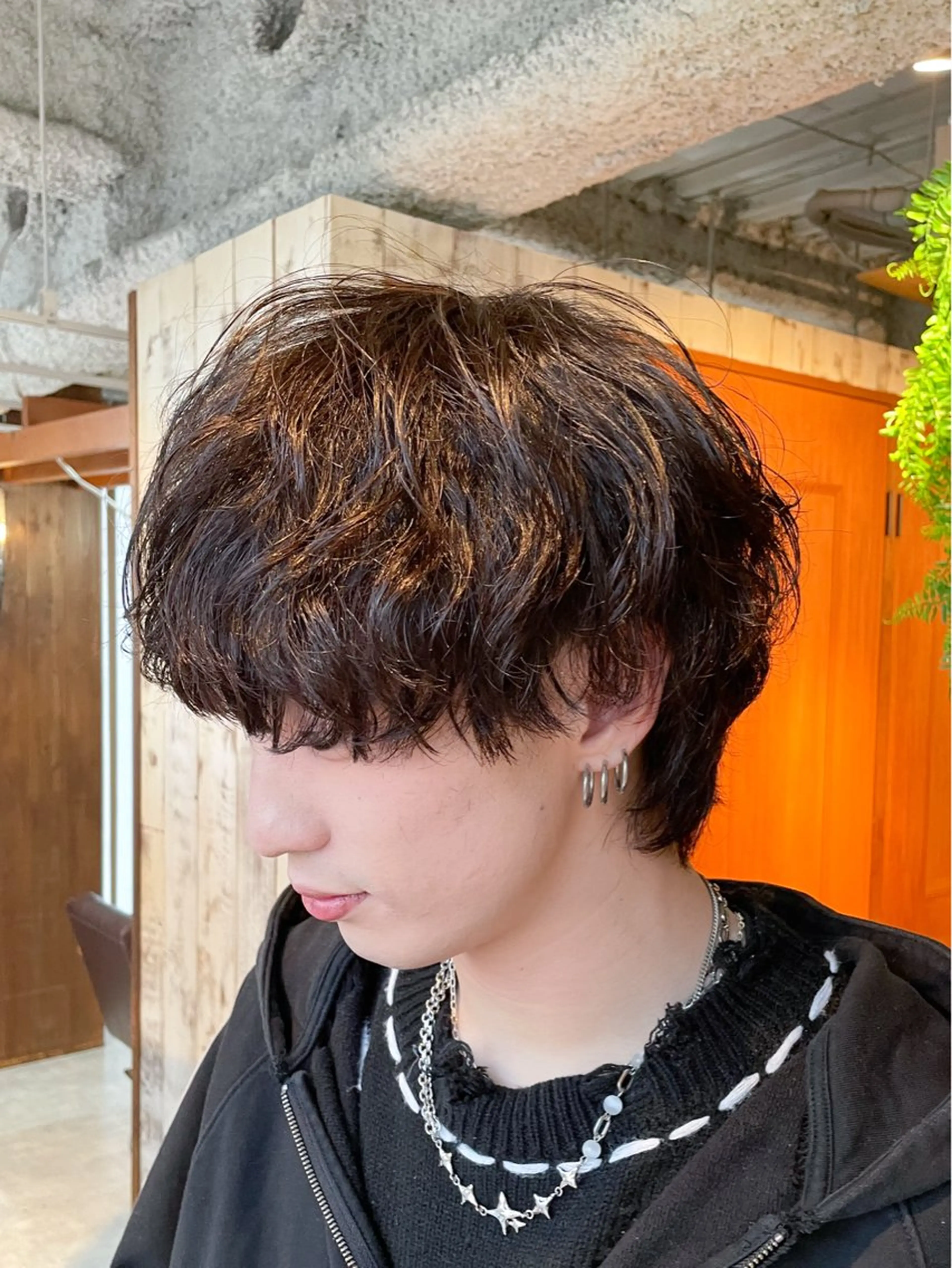 ショート カラー パーマ メンズ カット パーマ 透明感カラー/艶感/ メンズパーマ/福島のヘアスタイル