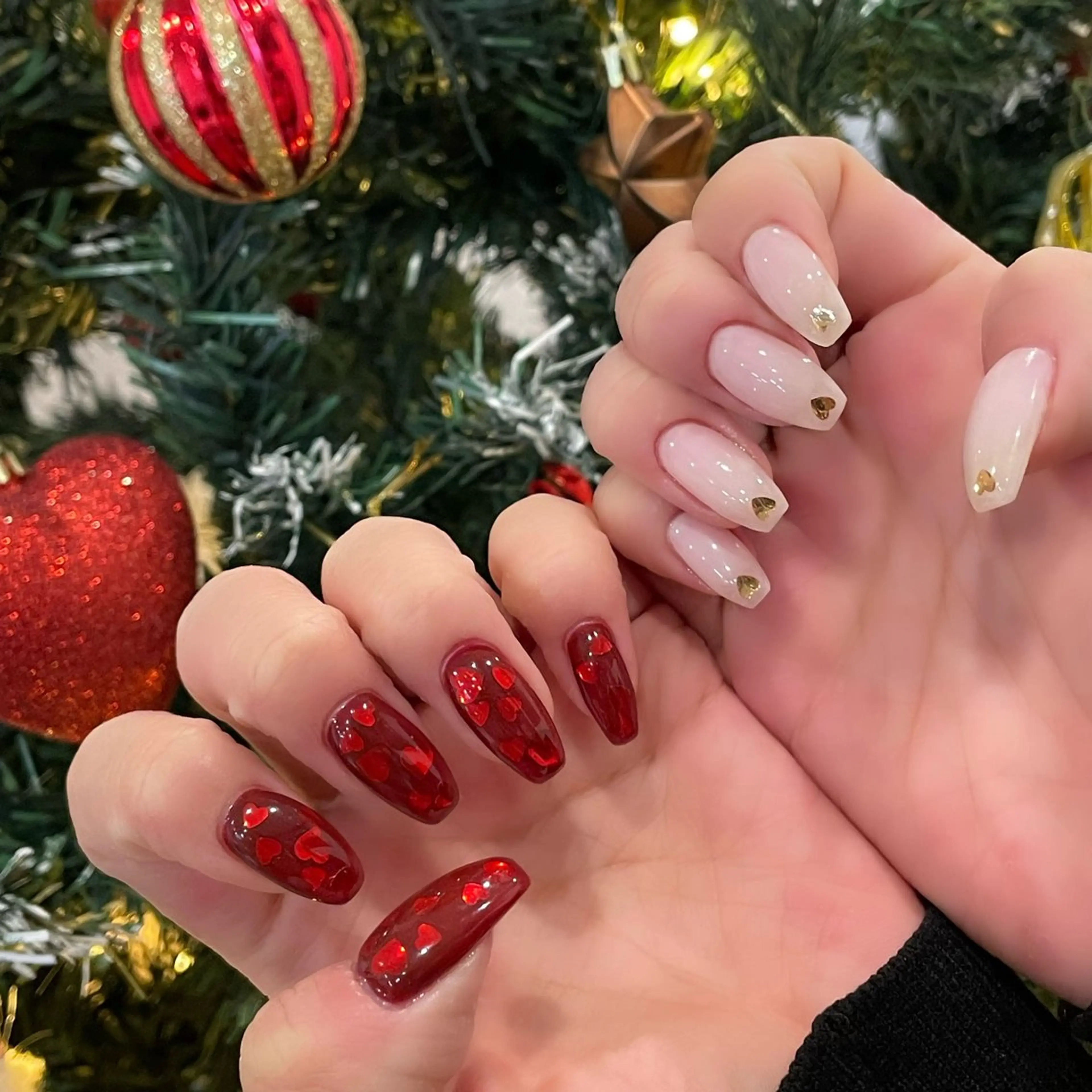 ネイル ハート ワンホンネイル 冬ネイル ハンドネイル SoLuna MIZUHOのネイルデザイン