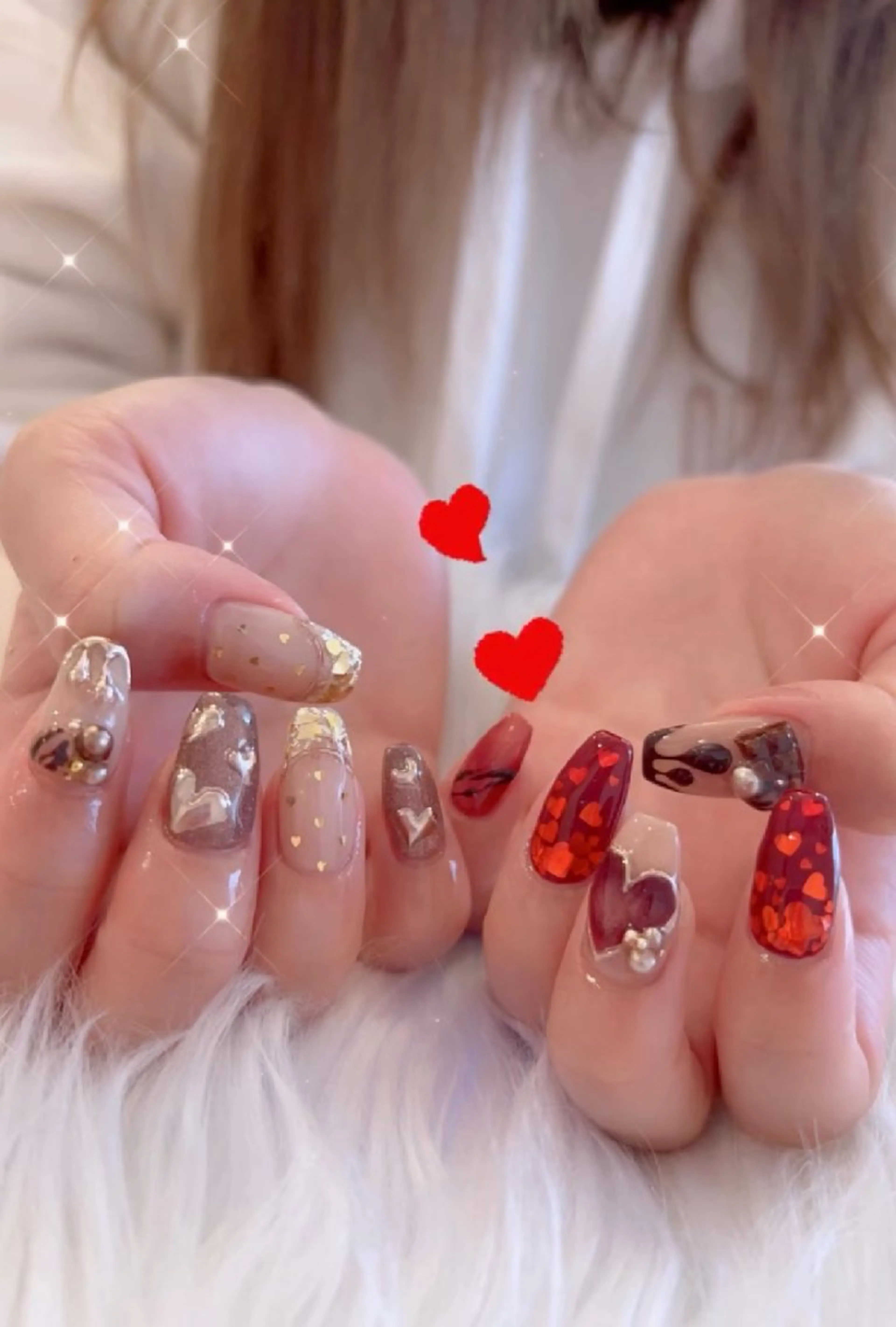 ネイル アートネイル バレンタイン ハンドネイル I LOVE ME NAIL.。.:*♡のネイルデザイン