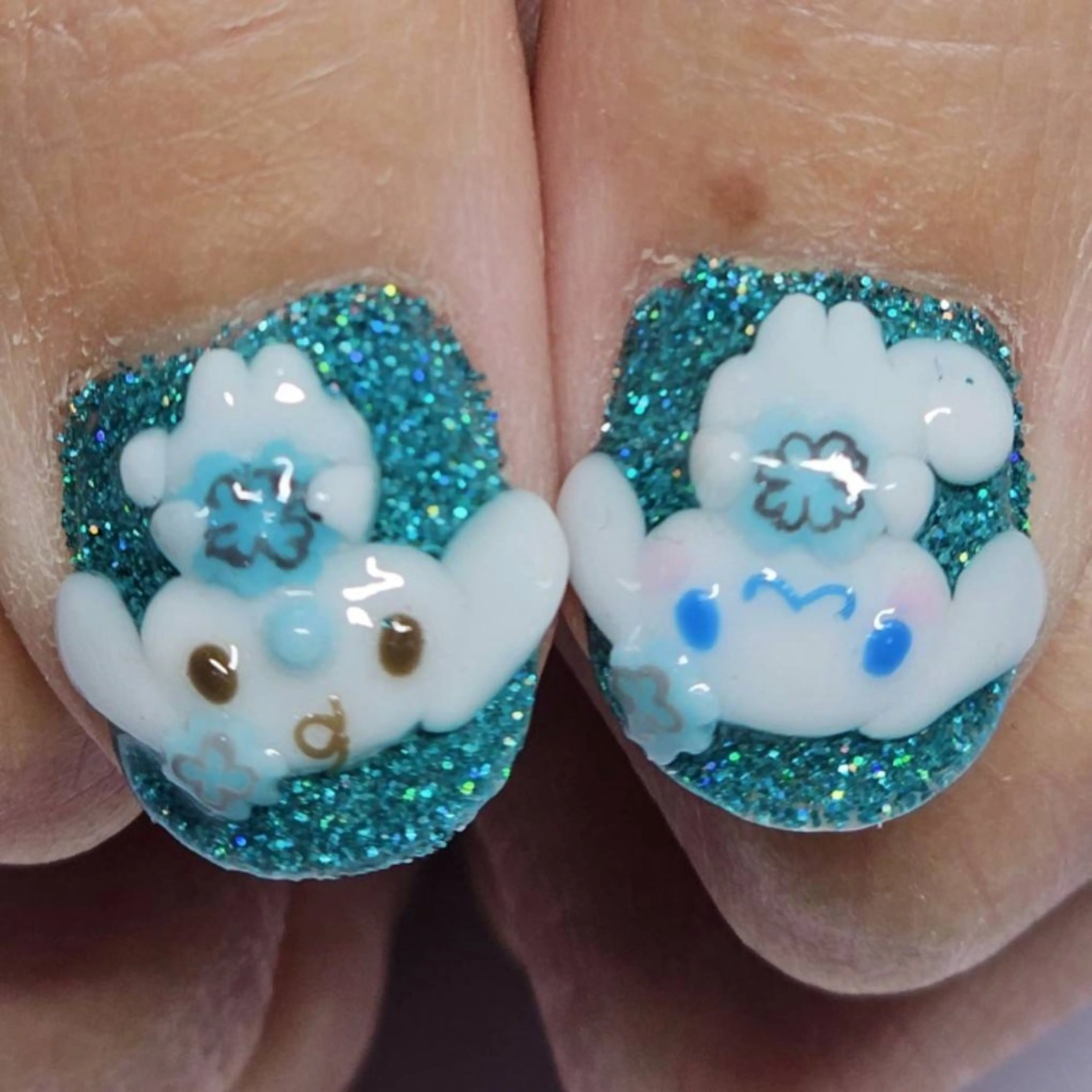 ネイル アートネイル ラメ(グリッター) 水色 ワンカラーネイル 春ネイル ハンドネイル よしだ ひろきのネイルデザイン