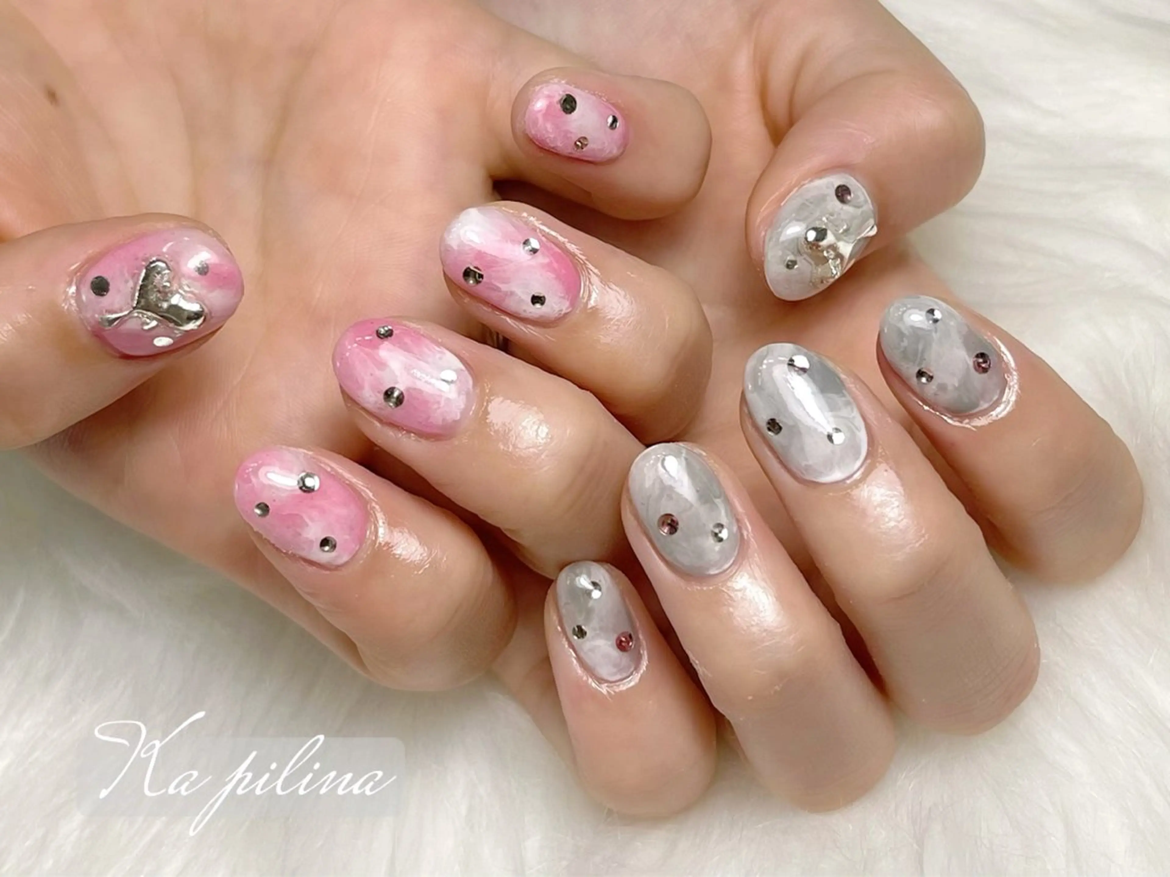 ネイル 大理石ネイル(マーブル) ストーンネイル Ka pilina所属・♡プライベートサロン Ka pilina♡のネイルデザイン