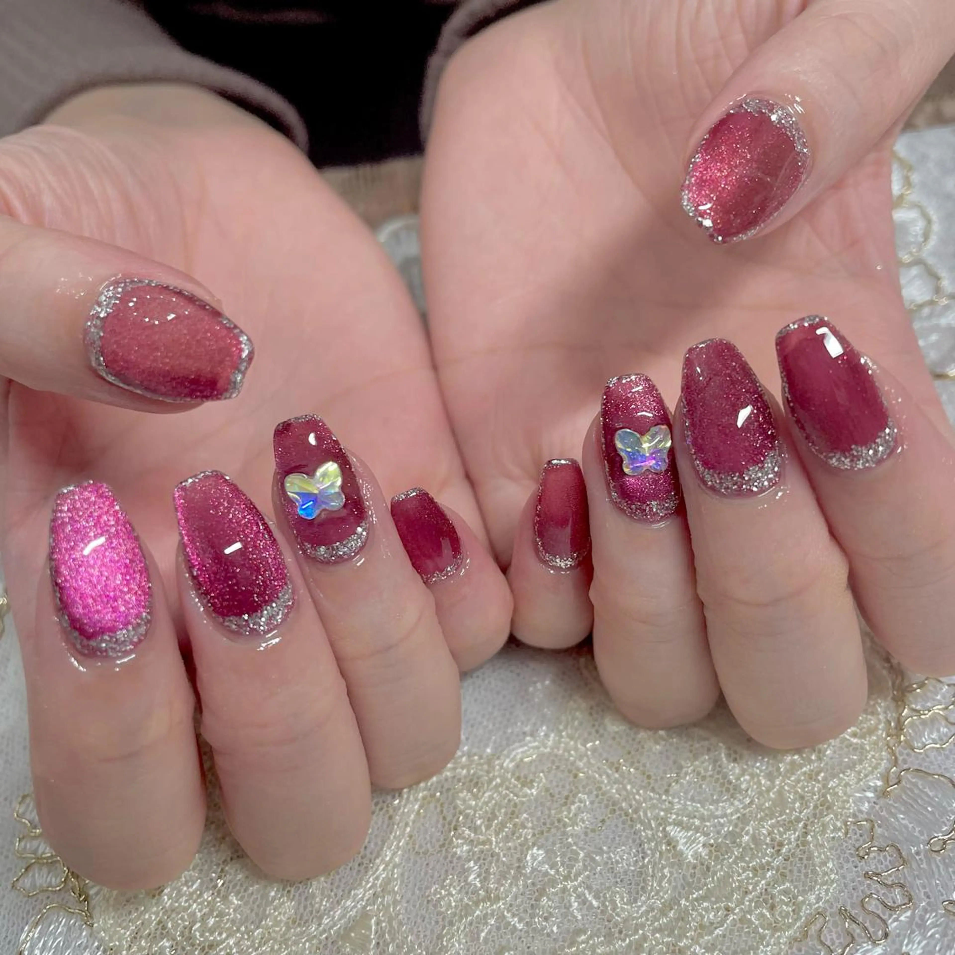 ネイル アートネイル オーロラネイル 成人式 ジェルネイル 卒業式 J terrace Nailのネイルデザイン