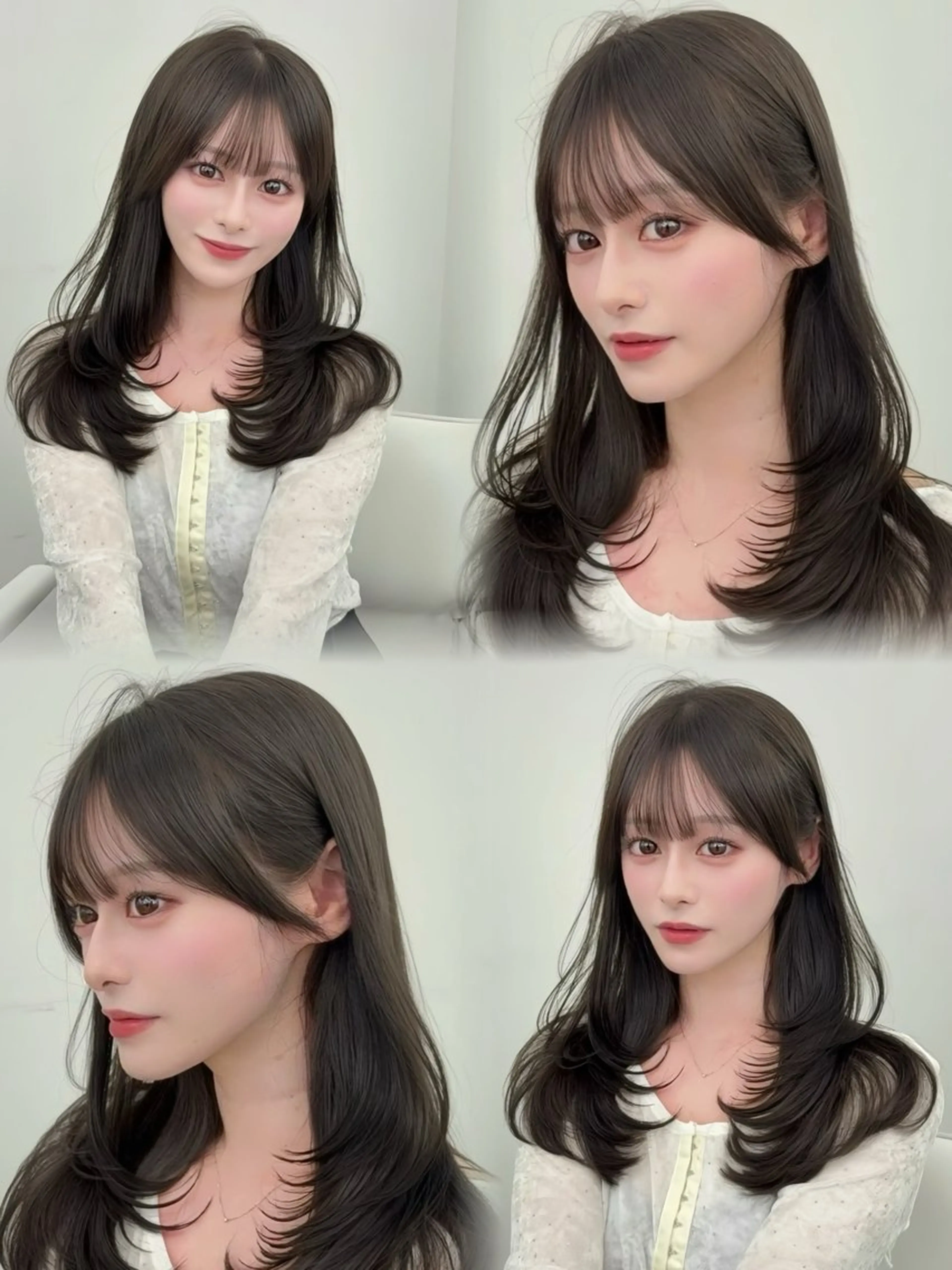 ロング カラー 小顔カット カット ヘアカラー トリートメント 韓国ヘア/レイヤー/ 顔まわり足立遥奈のヘアスタイル