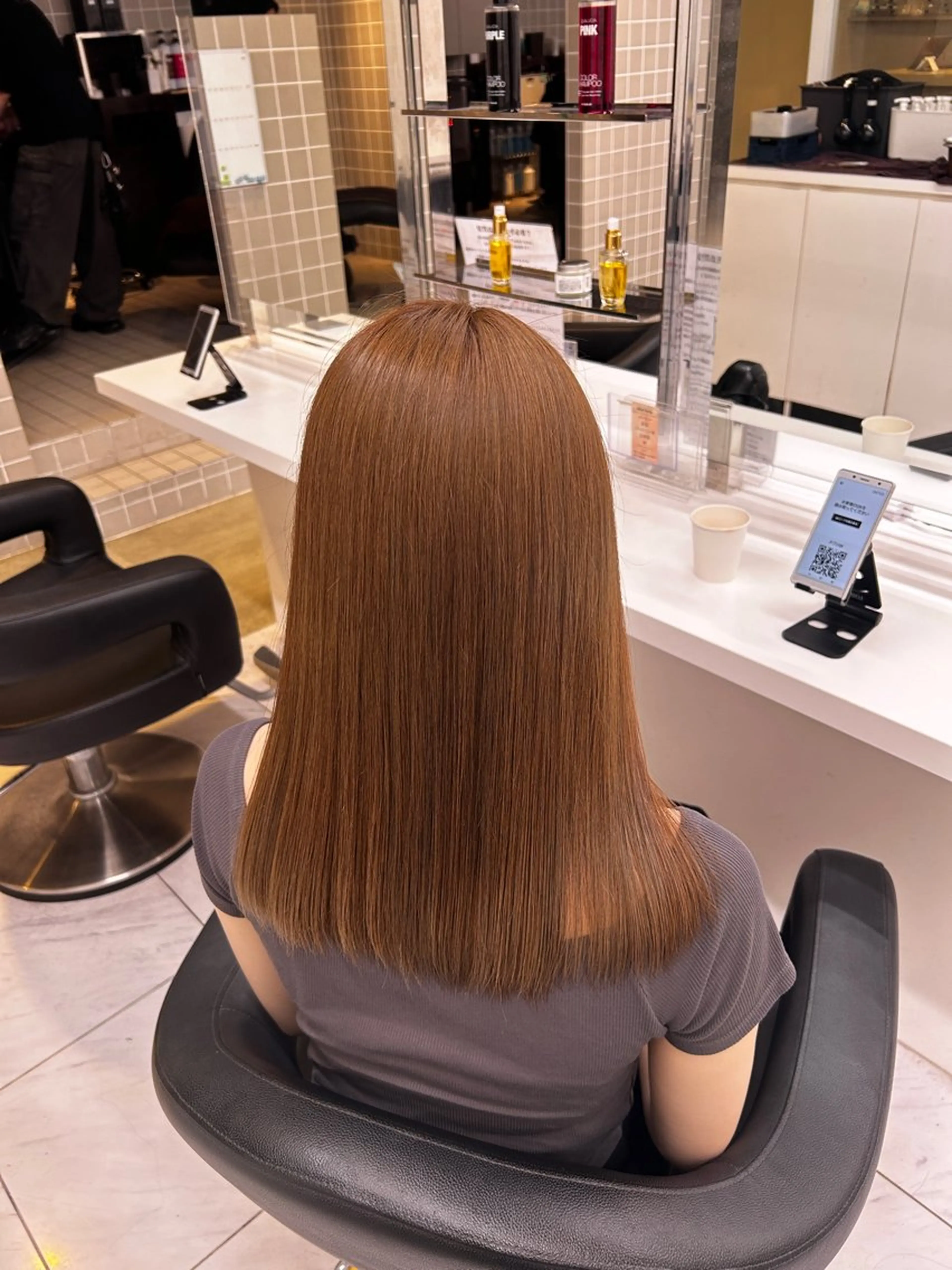 ロング カラー カット ヘアカラー トリートメント ヘッドスパ ヘアセット 🥯縮毛/レイヤー/ ベージュヘア🥯のヘアスタイル