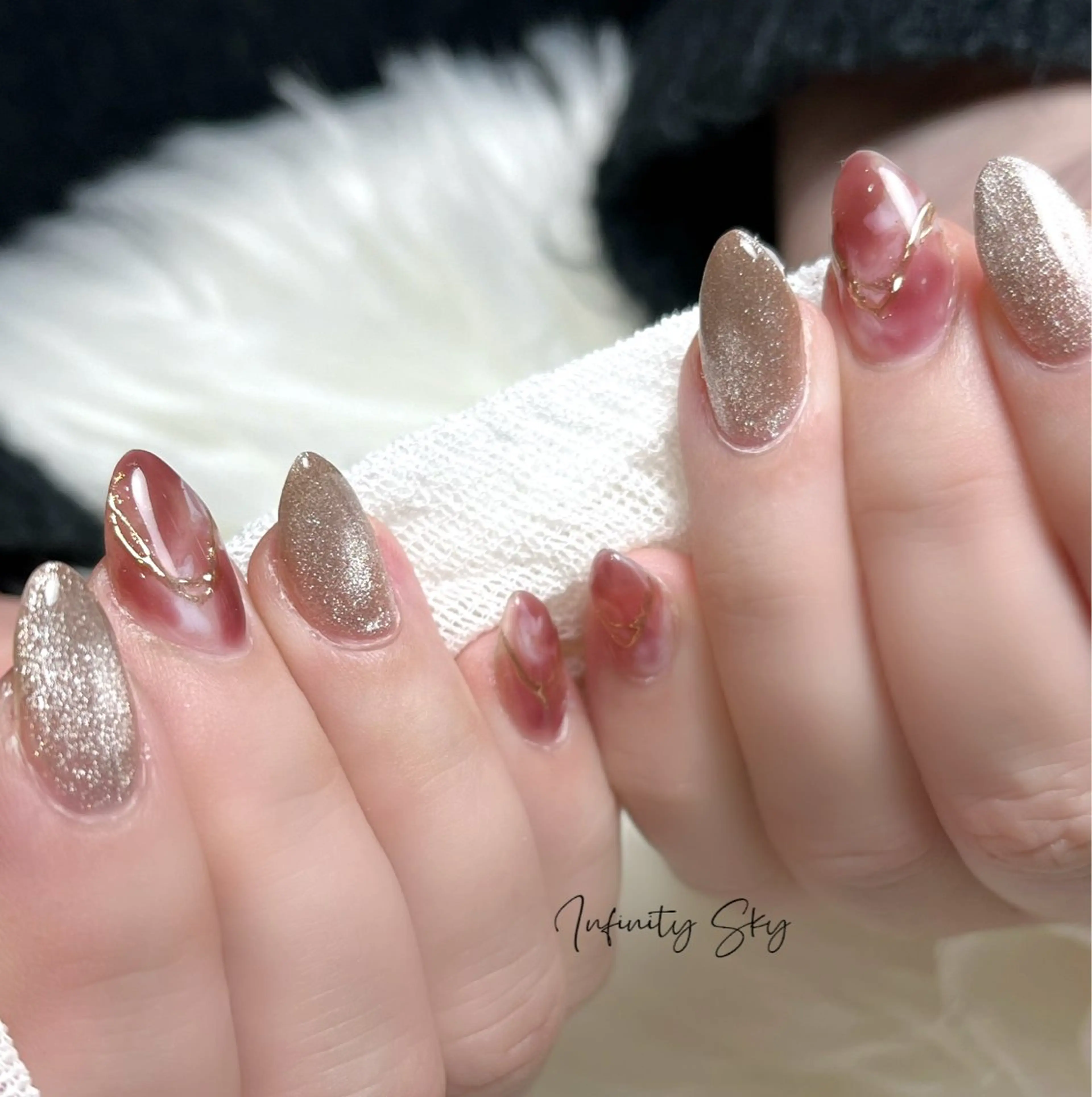 ネイル 大理石ネイル(マーブル) 冬ネイル infinity skyのネイルデザイン