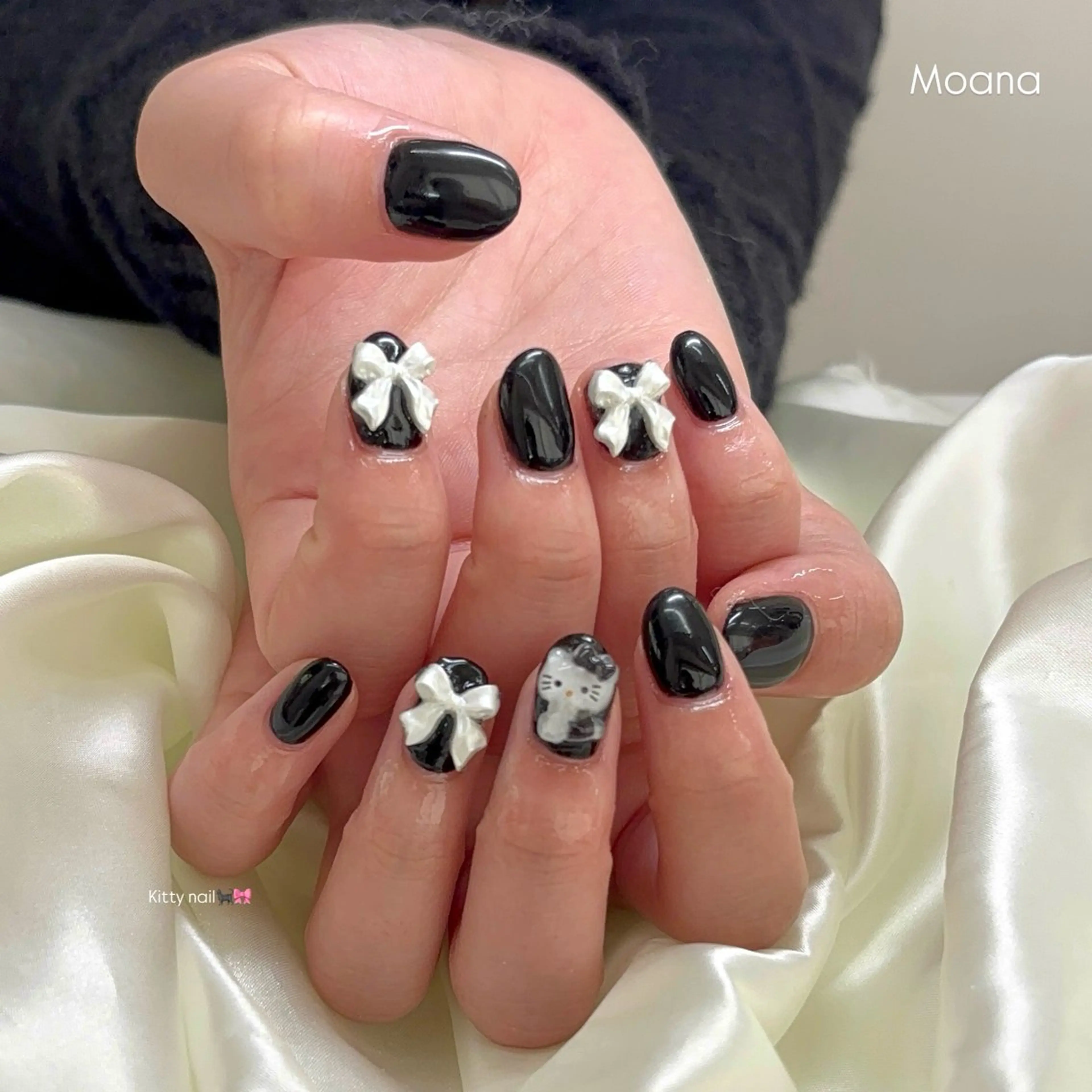 ネイル ワンカラーネイル リボン シンプルネイル ハンドネイル Moana nail Hiyoriのネイルデザイン