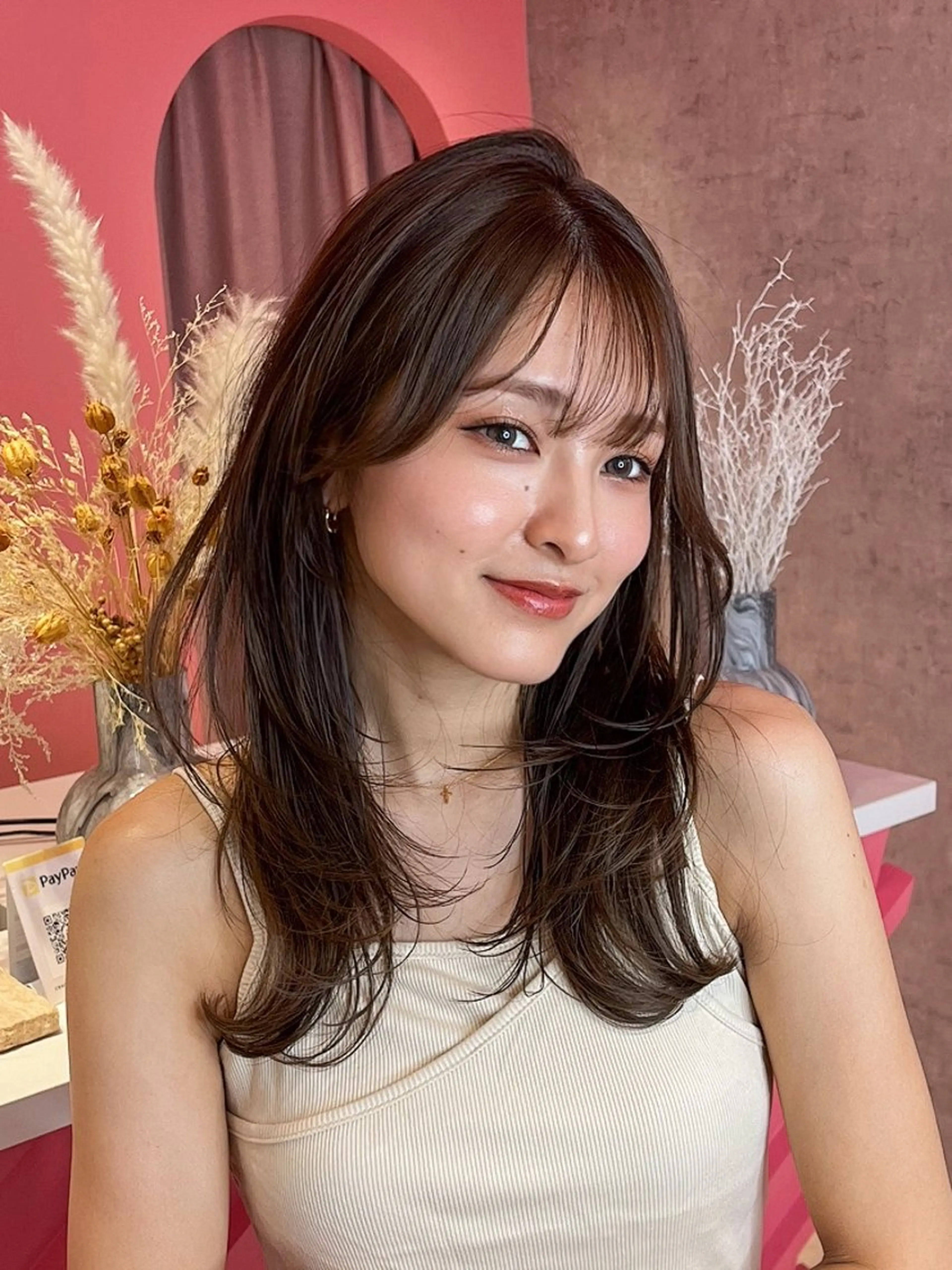 セミロング カラー 山崎/ボブ縮毛矯正 レイヤー髪質改善のヘアスタイル