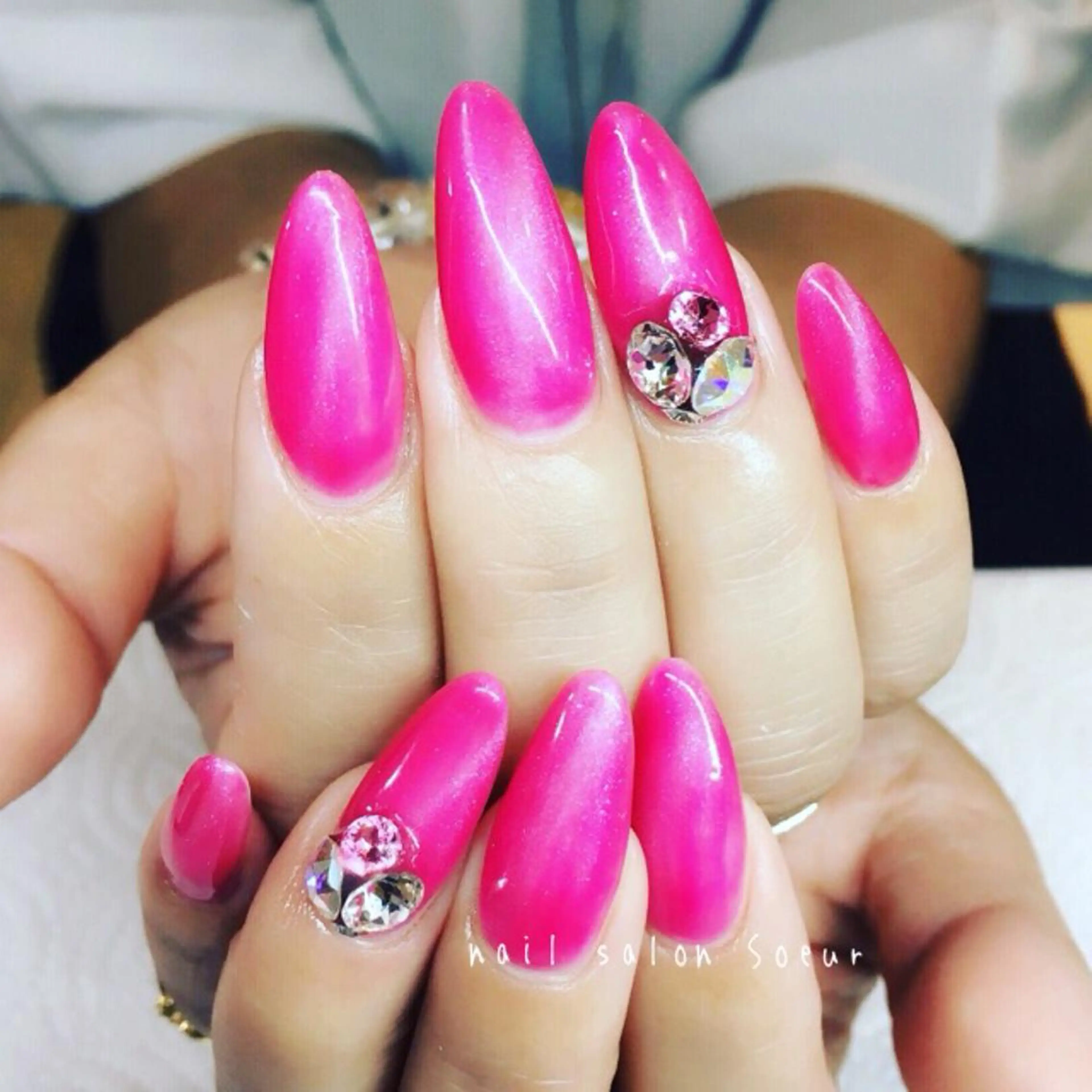 ネイル 持ち込み ピンク スカルプネイル ハンドネイル nail salon Soeurのネイルデザイン