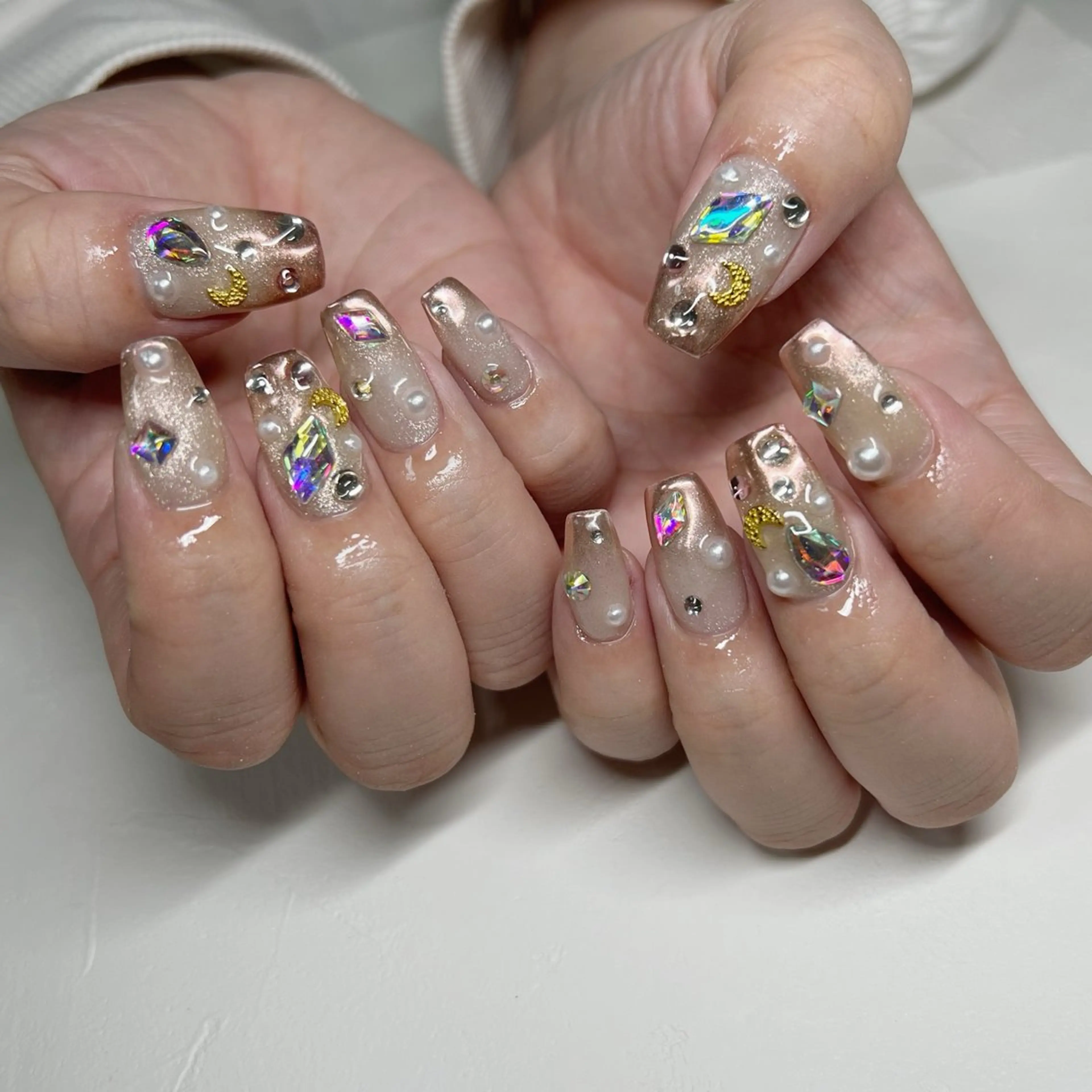 ネイル マグネットネイル ミラーネイル ピンク ハンドネイル 川端 京香のネイルデザイン