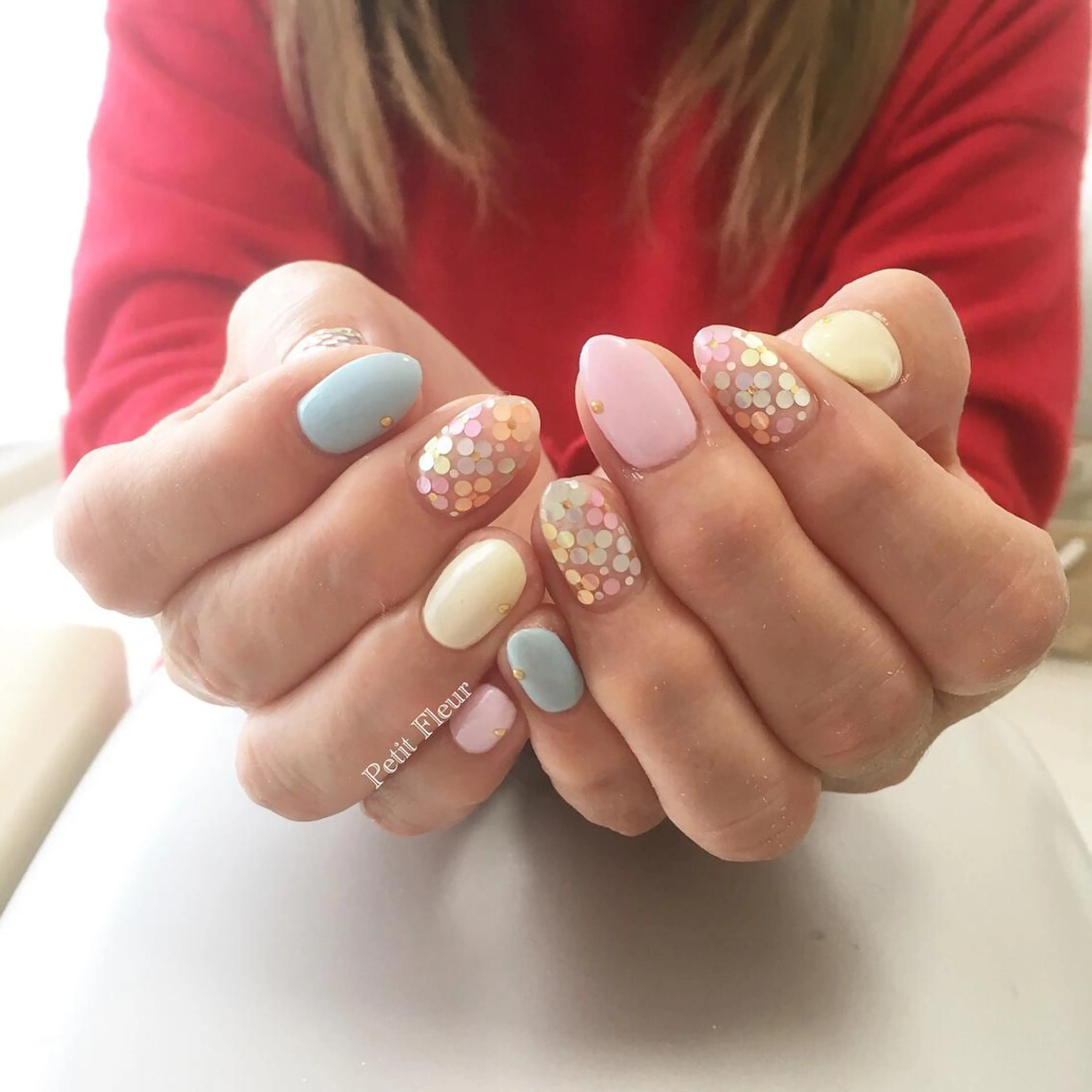 ネイル アートネイル クリアネイル ホログラムネイル パステルネイル 春ネイル Petit Fleur所属・青柳 亜梨奈のマツエク・マツパデザイン